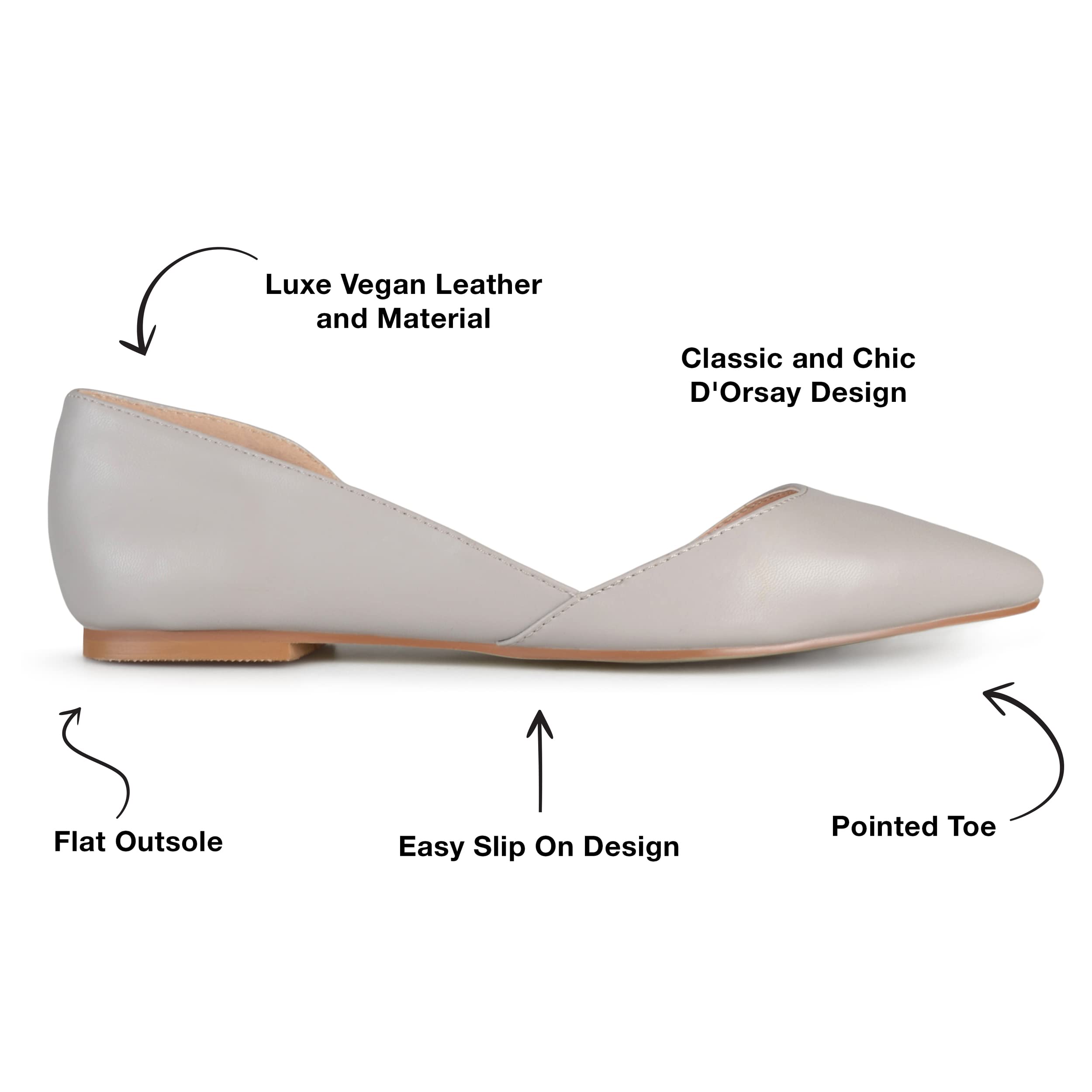 Journee Women's Cortni Flats - Comfortable Ballet Shoes for Work & Casual Wear | Slip-On Loafers for Office, Walking & Everyday Use