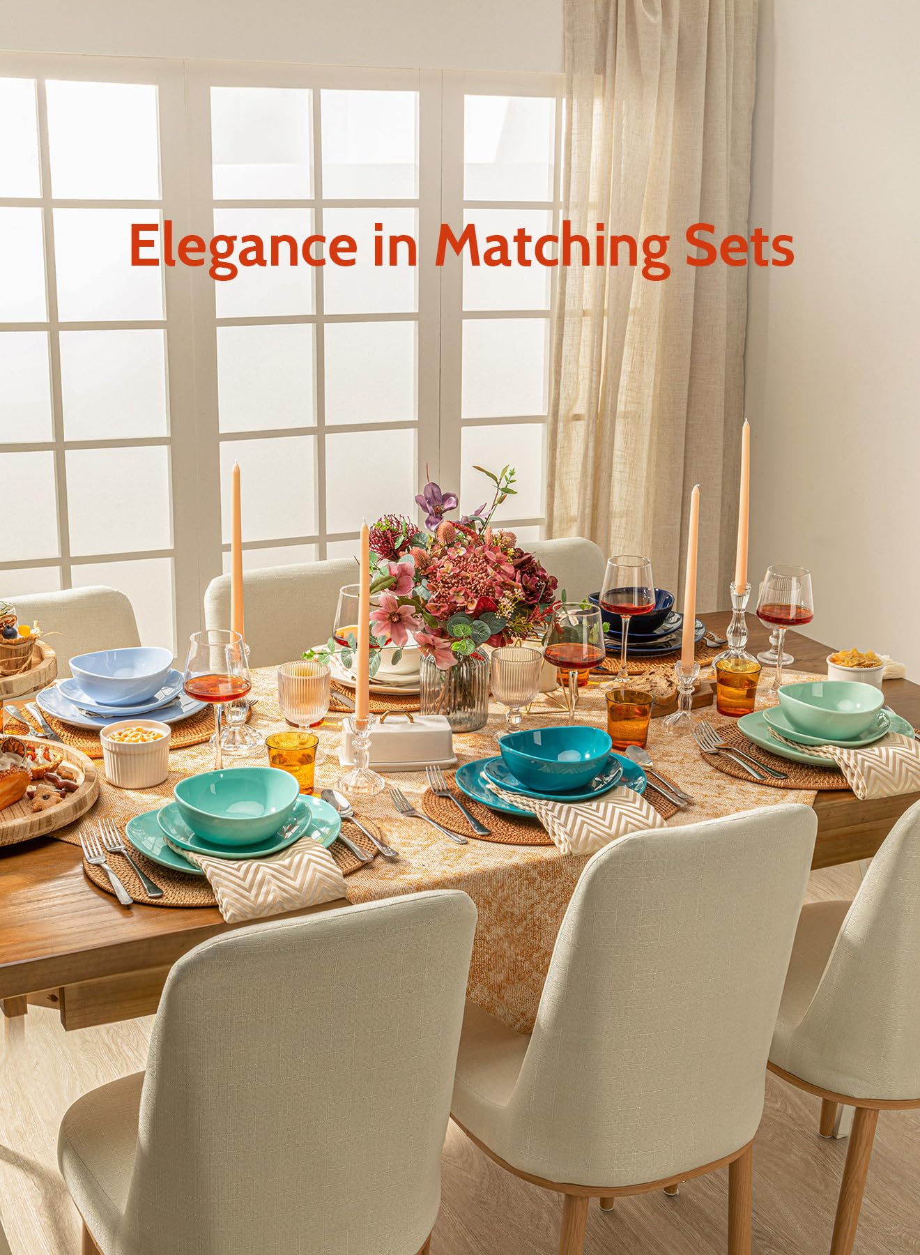 Sweese 7.8 Inch Porcelain Dessert Plates Set of 6 - Microwave & Oven Safe Salad Appetizer Plates - Azure Dreamscape Color - Perfect for Parties, Weddings & Home Dining