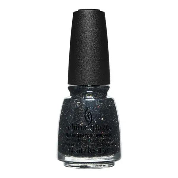 China Glaze Glitter Is The New Black Nail Polish - 0.5 oz / 14.7ml (#58178) - Metallic Silver Glitter Nail Lacquer for Parties, Holidays & Special Occasions