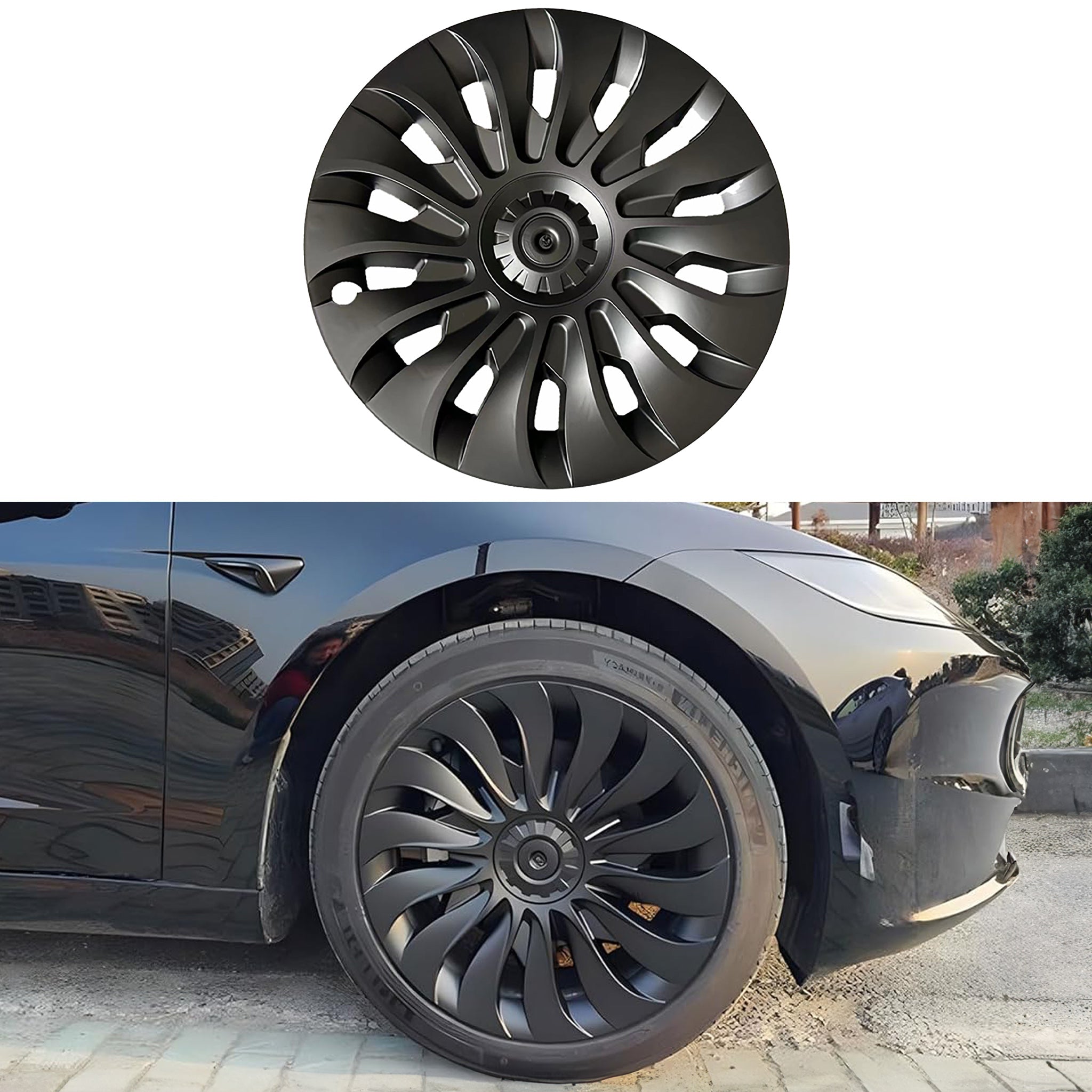 1 Pcs of UberTurbine 18'' Wheel Covers for 2024+ Tesla Model 3 (Single Replacement) - Premium Alloy Wheel Protection & Style Upgrade for Daily Commuting & Road Trips