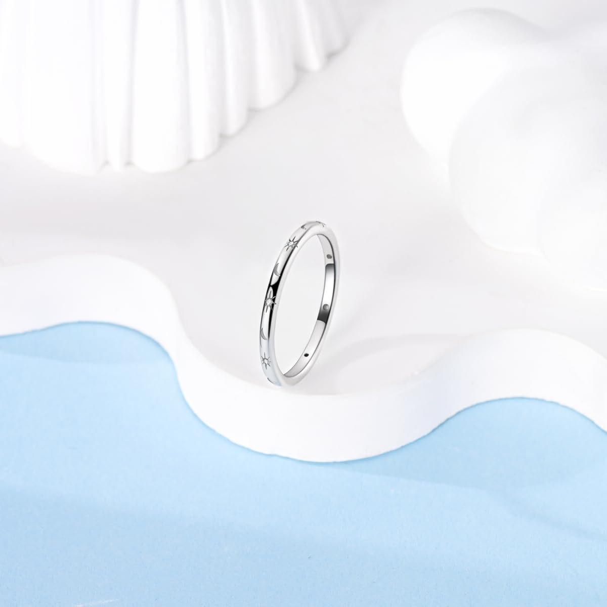 925 Sterling Silver Stackable Rings for Women - Dainty CZ Star, Moon & Cross Eternity Bands | Engagement, Promise & Wedding Rings | Perfect for Everyday Wear, Gift Giving & Special Occasions