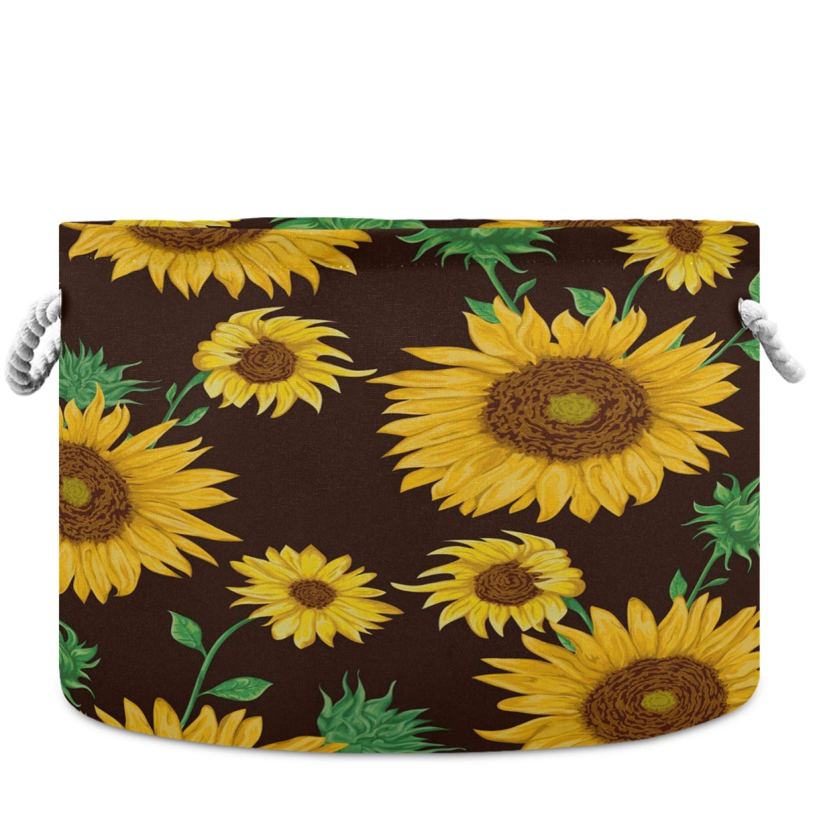 Visesunny Classic Sunflower Canvas Storage Basket - Waterproof Toy Organizer Bin, Nursery Hamper & Laundry Basket for Kids Room, Playroom, Shelves | Perfect for Toy Storage, Gift Wrapping & Home Organization