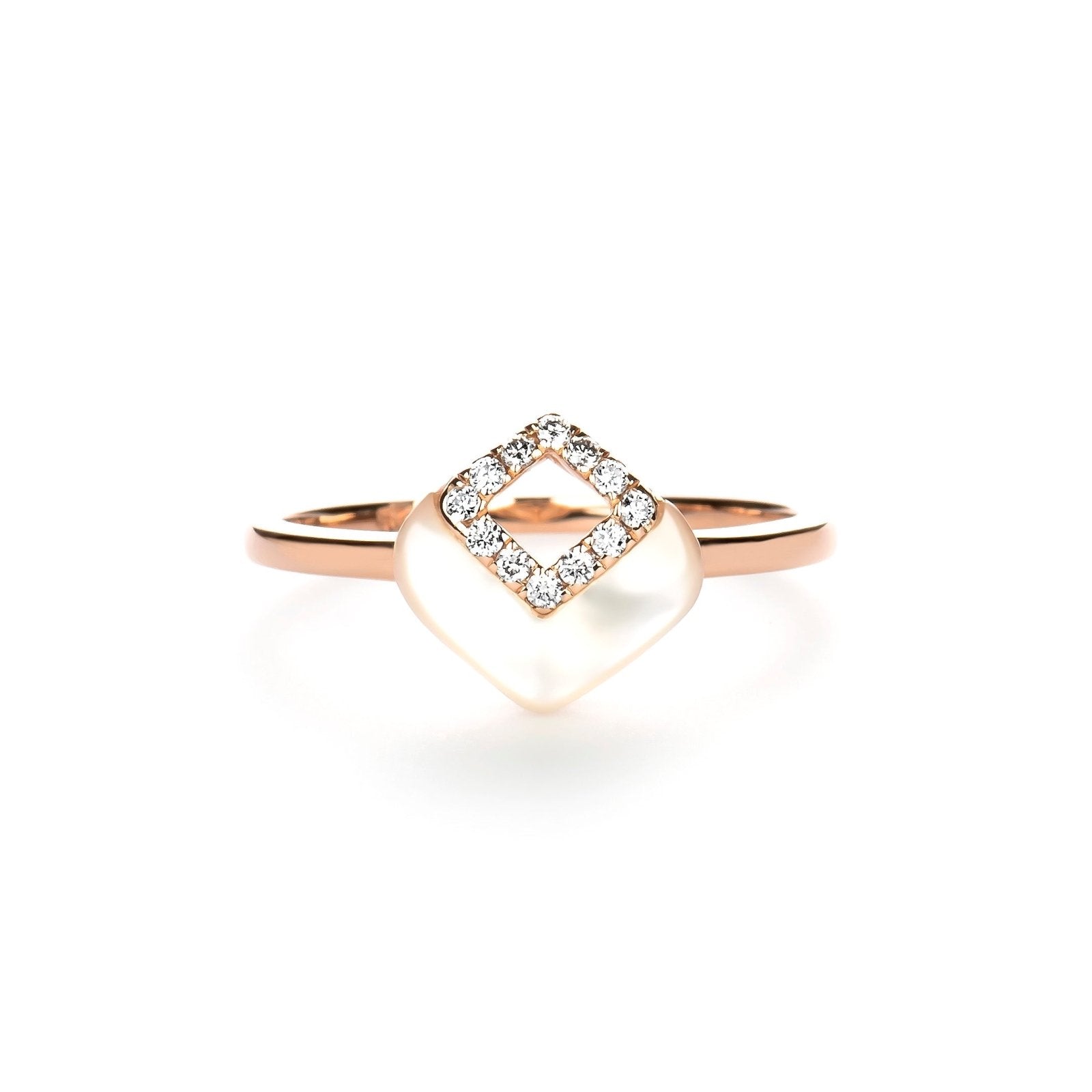 14k Rose Gold Mother of Pearl & Diamond Cutout Ring - Elegant Jewelry for Weddings, Anniversaries & Special Occasions
