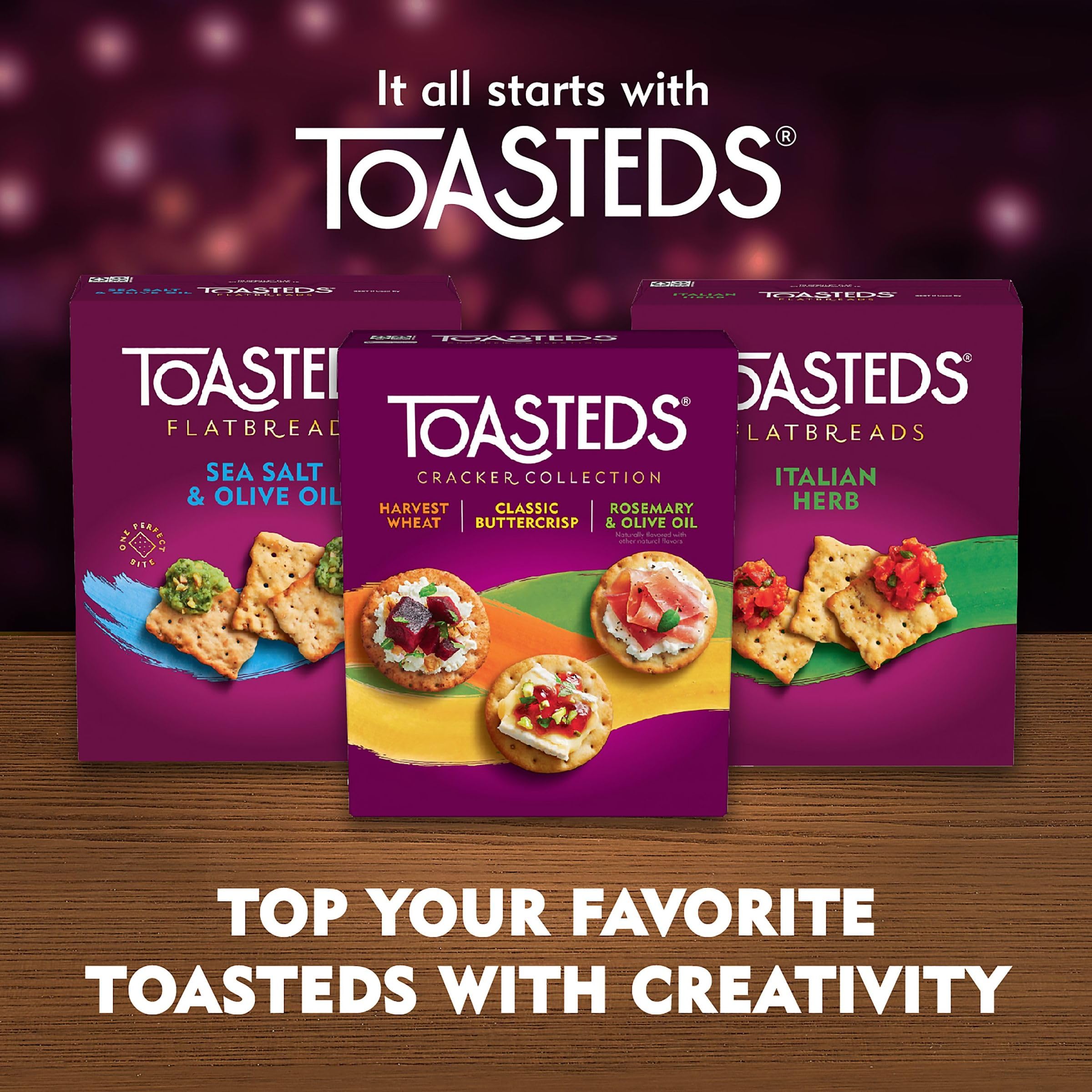 Toasted Flatbread Crackers - Sea Salt & Olive Oil Flavor, 8.7oz Box (Pack of 1) | Perfect for Parties, Lunch Boxes & Healthy Snacking | Crunchy Appetizer for Entertaining, Office Snacks & On-the-Go Munchies