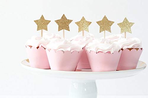 Flairs New York Pink Mini Stars Cupcake Toppers - Pack of 10 | Party Decorations & Baking Supplies for Birthdays, Weddings, Baby Showers & Celebrations