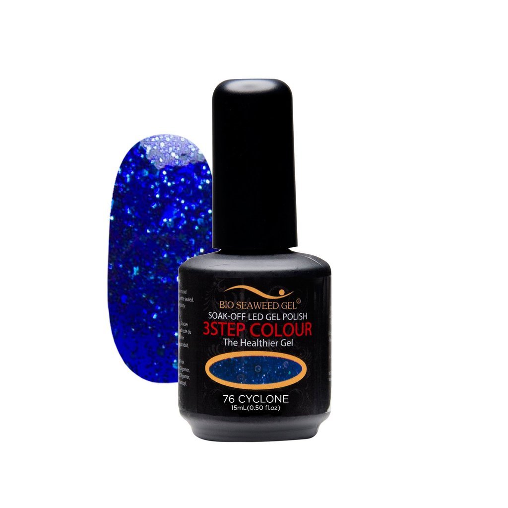 Bio SeaWeed Gel 3STEP COLOUR UV/LED Gel Polish - 76 Cyclone (15ml) | Long-Lasting Nail Polish for Salon & Home Manicures | Perfect for UV/LED Lamp Curing