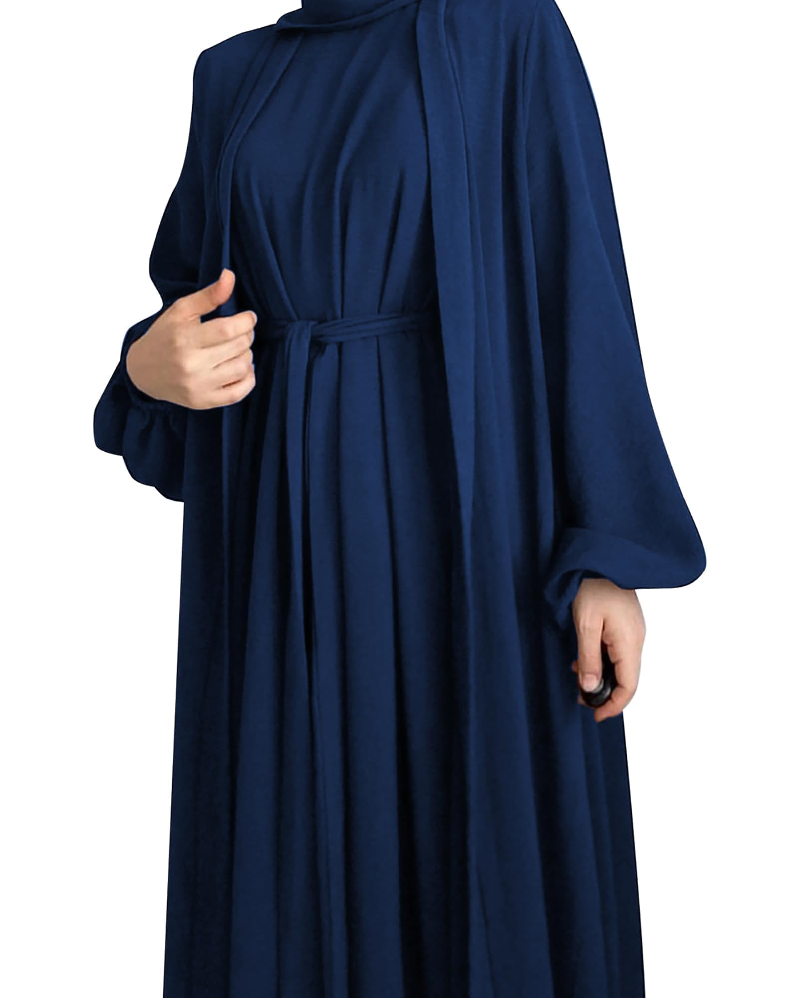 Women's Muslim Dress Two Piece Set - Islamic Prayer Abaya & Modest Solid Color Outfit for Hijab Fashion | Perfect for Eid, Ramadan & Daily Wear