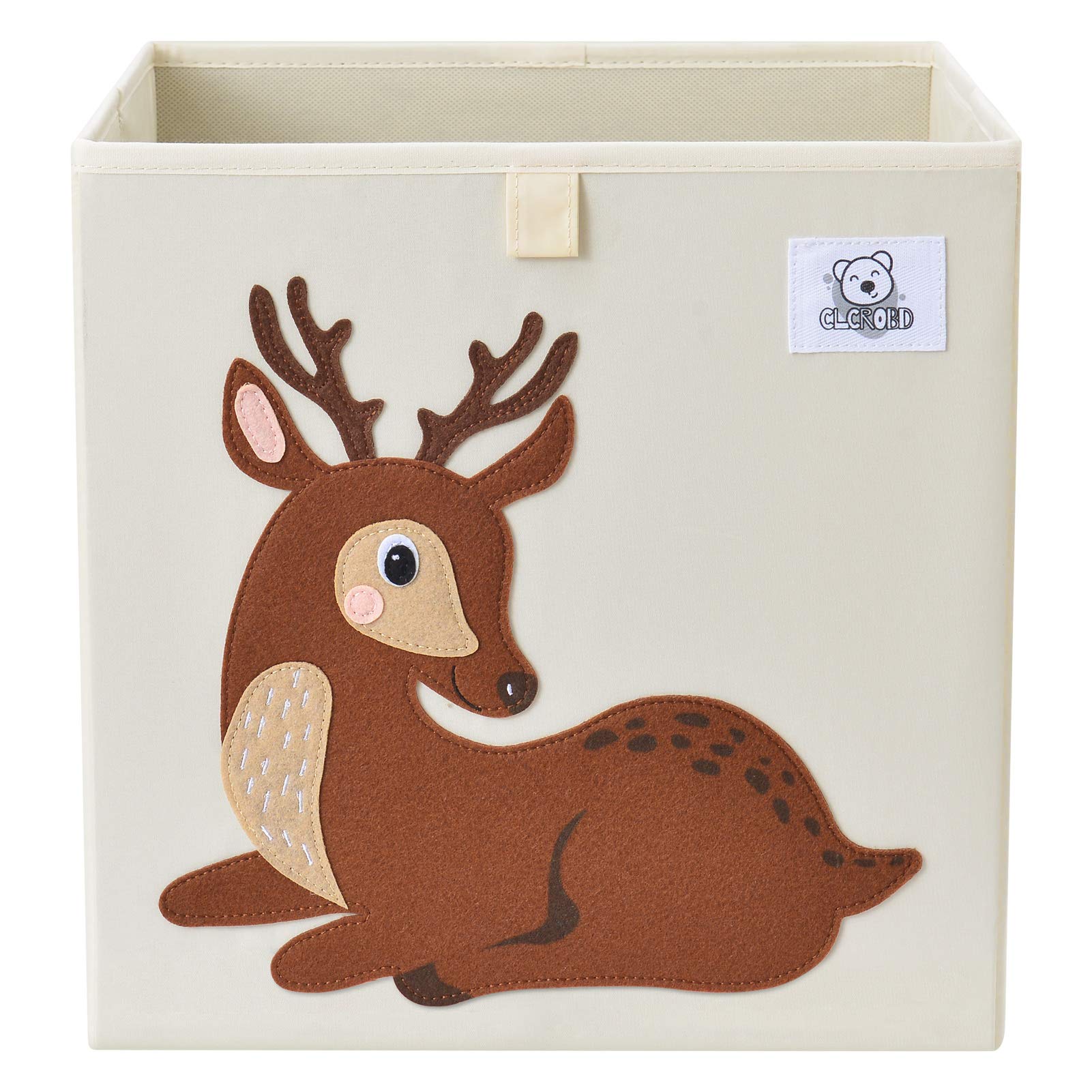 Foldable Fabric Animal Cube Storage Bin - Deer Pattern Toy Organizer Box for Kids Nursery & Playroom (13 Inch) - Perfect for Storing Toys, Books & Baby Essentials