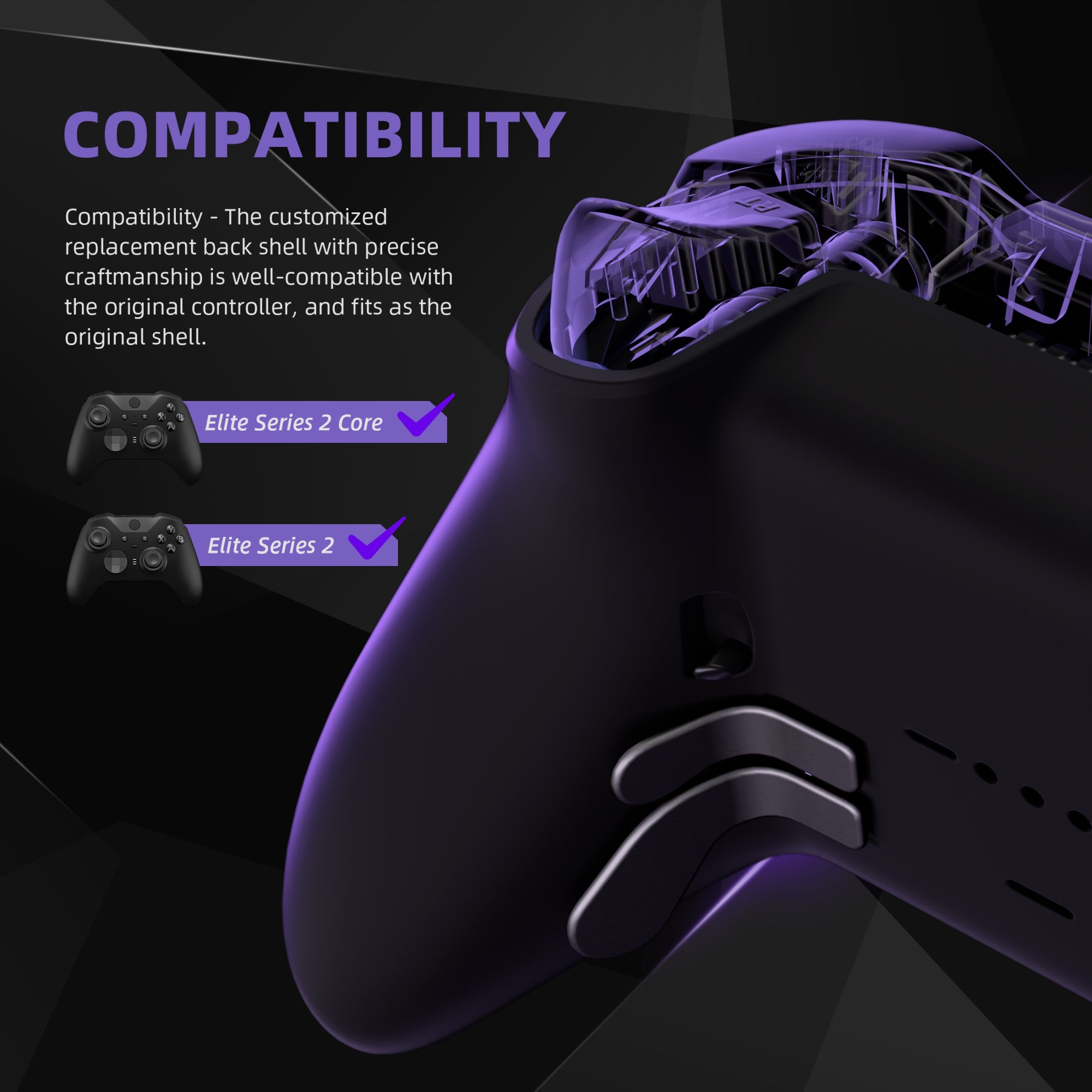 eXtremeRate Replacement Bottom Shell Case for Xbox Elite Series 2 & Elite Series 2 Core Controller Model 1797 - Black | Enhanced Grip & Protection | Perfect for Gaming, Streaming & Competitive Play