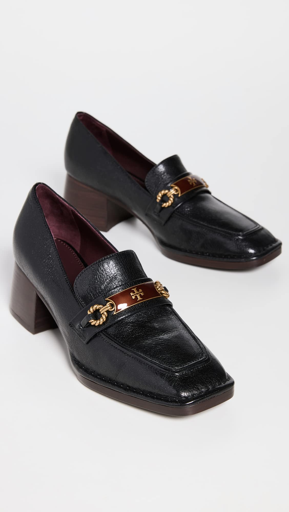 Tory Burch Women's Perrine Heel Loafers - Stylish Leather Slip-On Shoes for Work, Office & Dressy Occasions