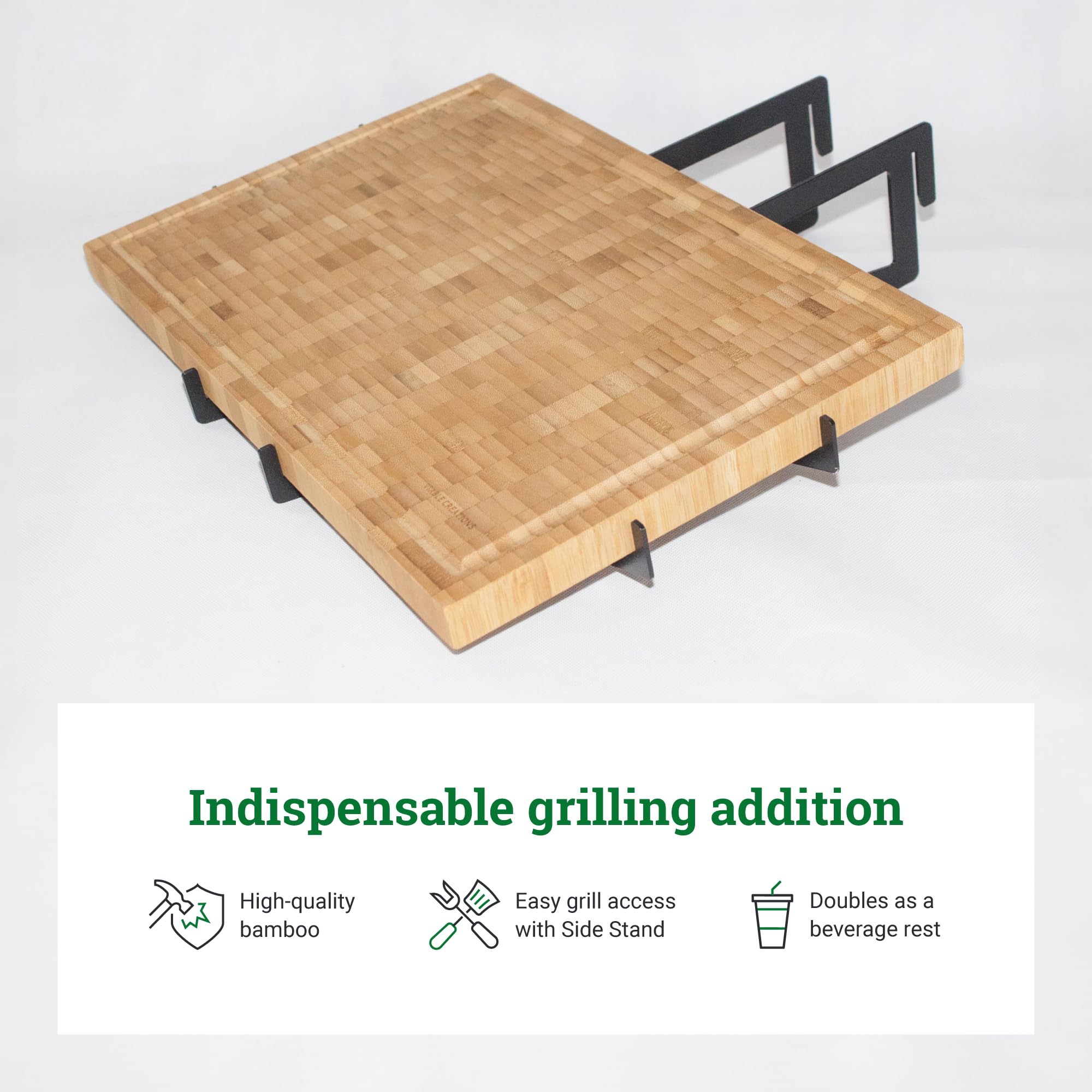 Premium KUDU Grill Bamboo Cutting Board Attachment & Side Stand | Compatible with KUDU 1 & 2 Grills | Durable Food Prep Accessory for Outdoor Cooking, Camping & Backyard BBQs