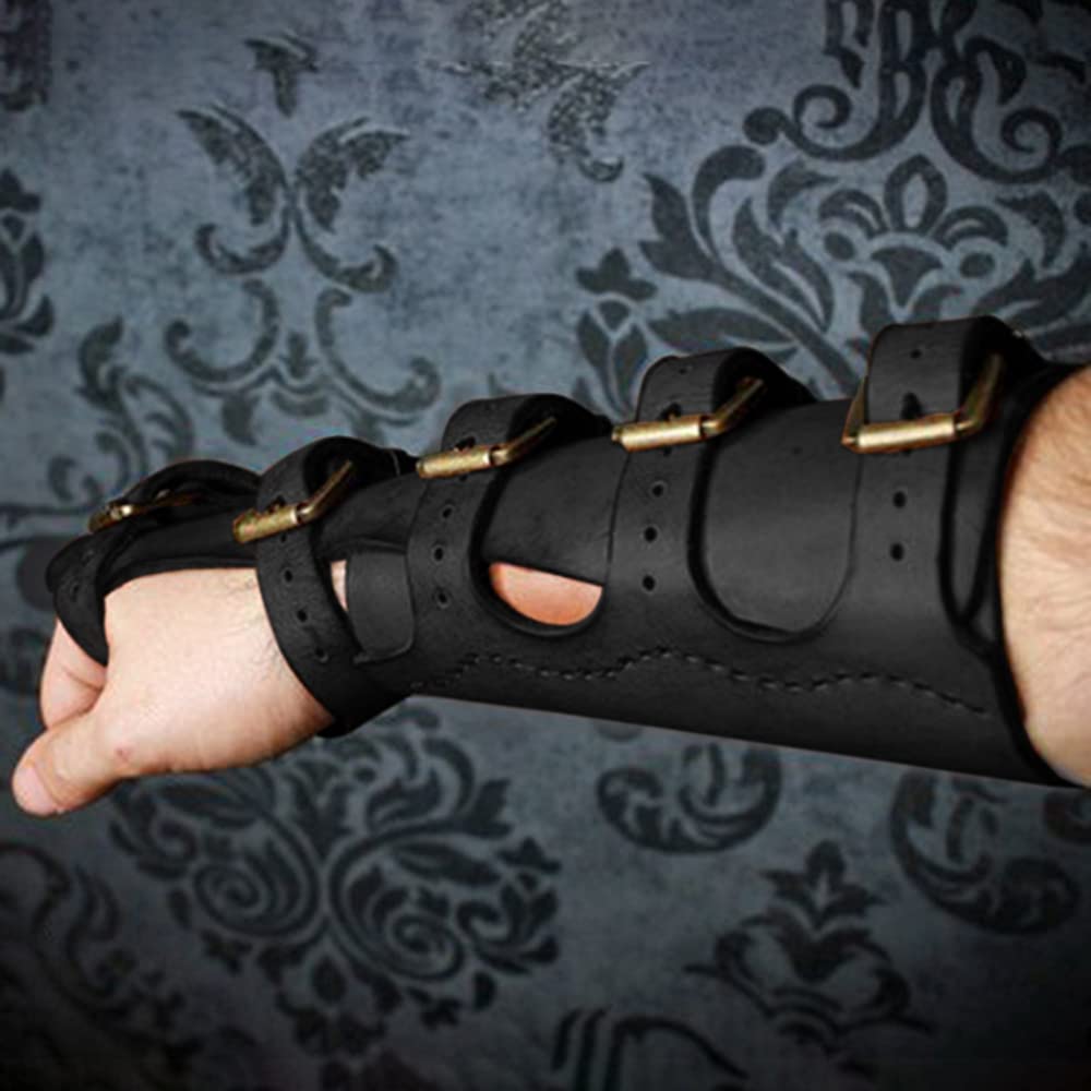 Medieval Gauntlet Wristband - Punk Gothic Faux Leather Armor Bracer with Buckles for Cosplay, LARP & Renaissance Fairs | Costume Accessory for Halloween & Historical Reenactments