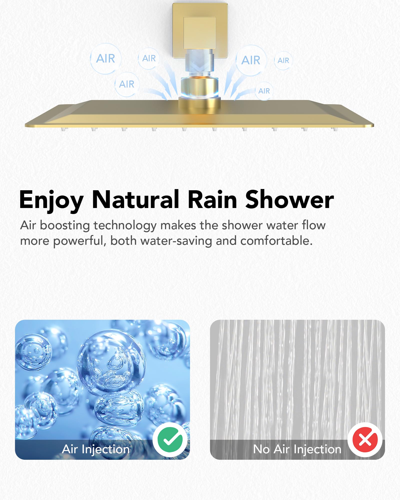 Premium Rainfall Shower System Set - 10 Inch Wall Mount Shower Faucet Kit with Handheld Spray, 2.5GPM Brushed Gold Finish, Includes Valve & Filter Accessories - Perfect for Modern Bathroom Renovation & Spa-Like Shower Experience