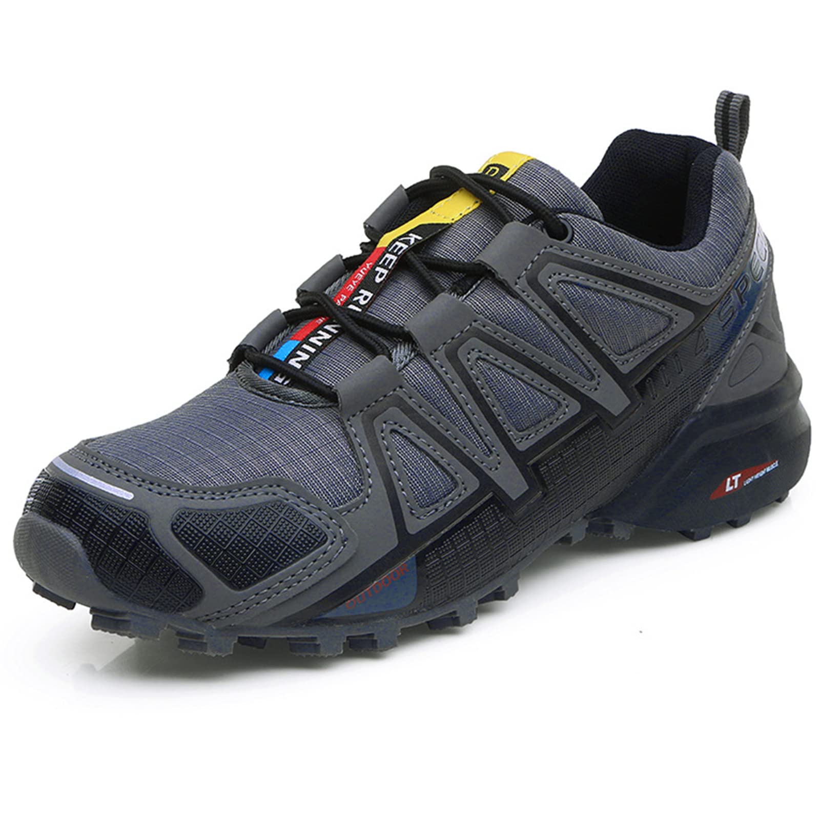 WYUKN Men's Mountain Bike Cycling Shoes - New Upgraded Premium MTB Bike Shoes for Men, Grey Size 42EU - Perfect for Trail Riding & Off-Road Cycling Adventures