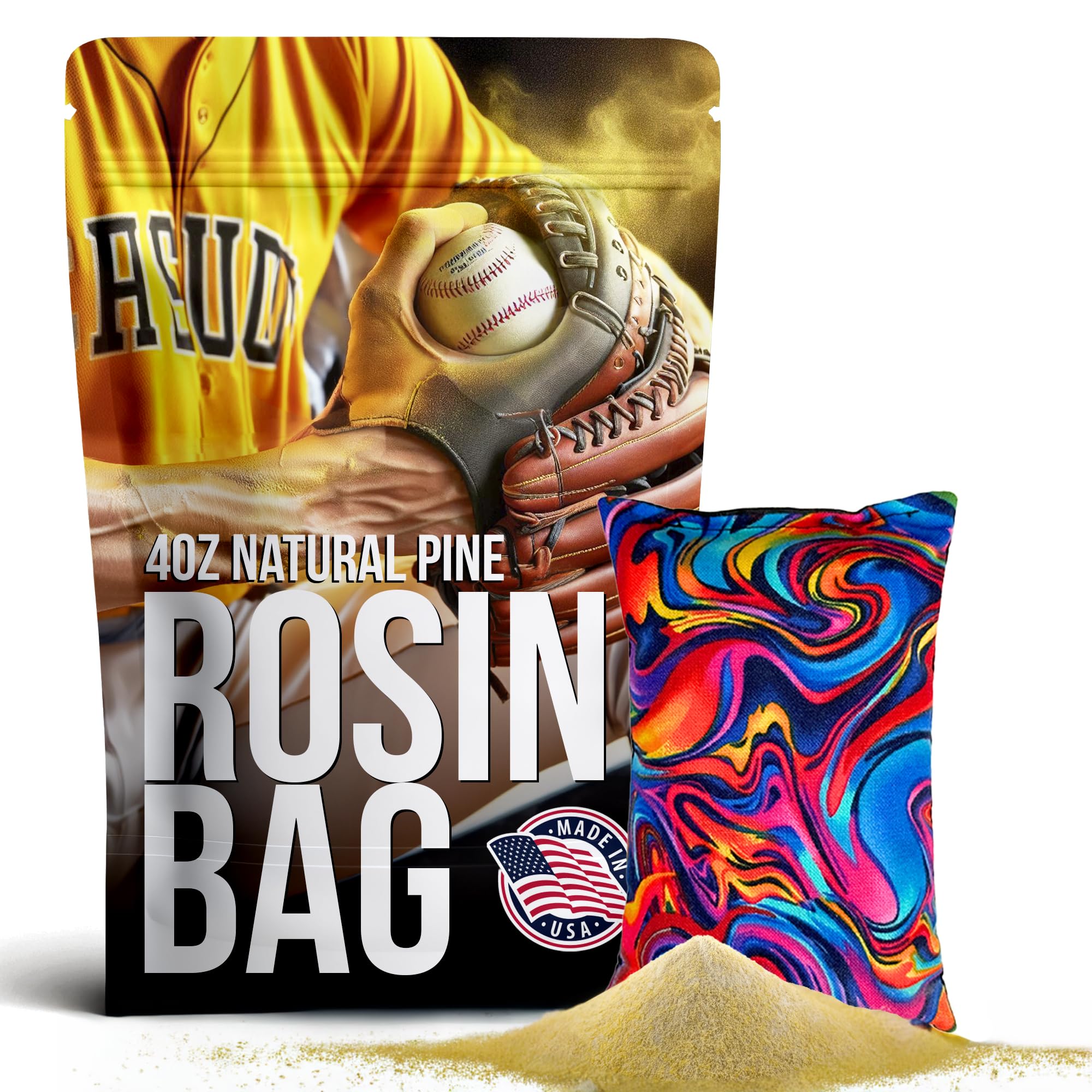 Premium Rosin Bags for Enhanced Grip - 4oz Baseball, Tennis, Bowling & Golf Rosin Powder Bag | Non-Slip Pine Rosin for Sweaty Hands | Ideal for Pitching, Pole Dancing & Sports Performance | Improves Grip in Humid Conditions