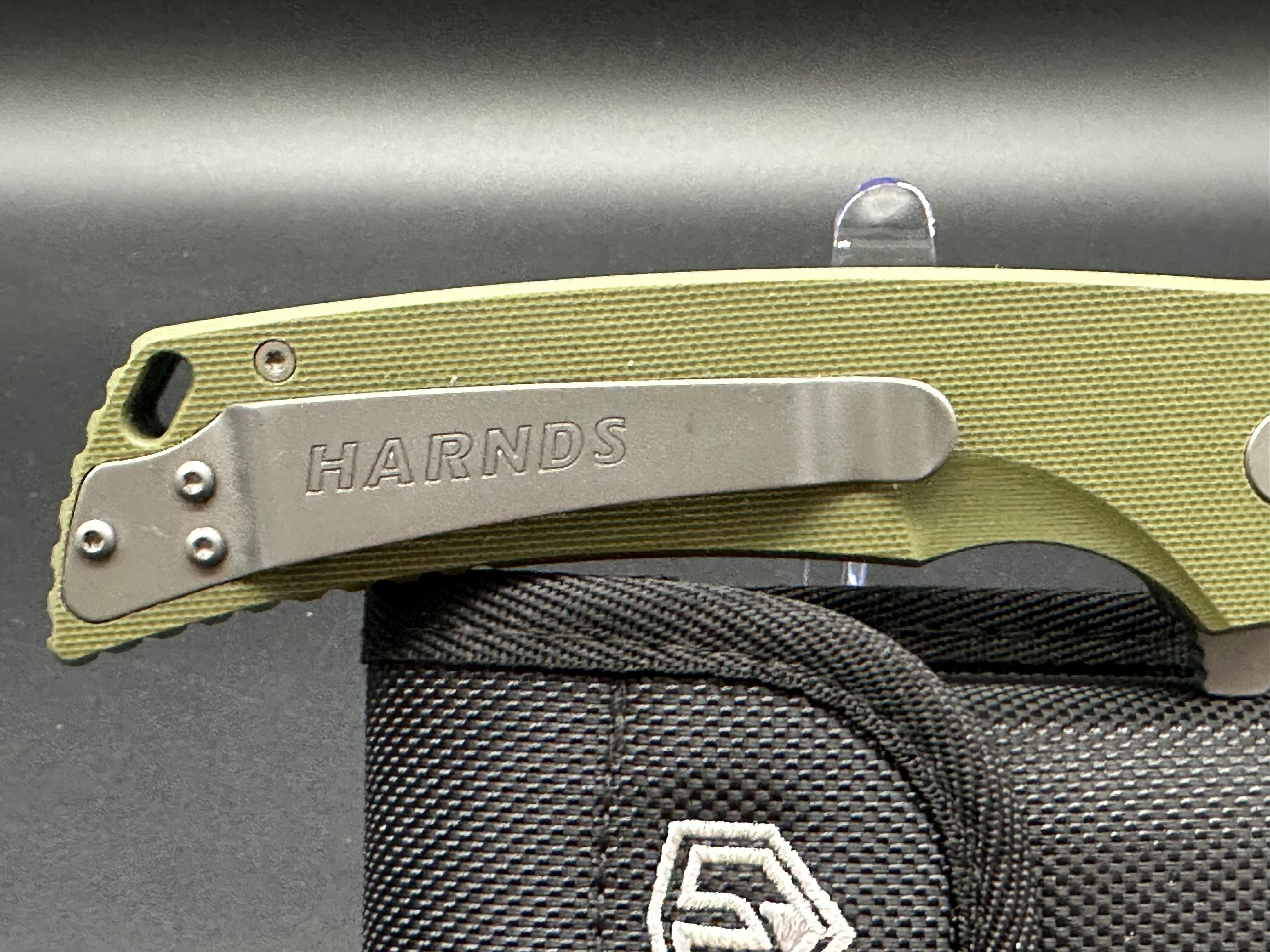 HARNDS Warrior Folding Knife - D2 Steel Blade, Green G10 Handle, Plain Edge - EDC Pocket Knife for Camping, Hiking & Outdoor Survival