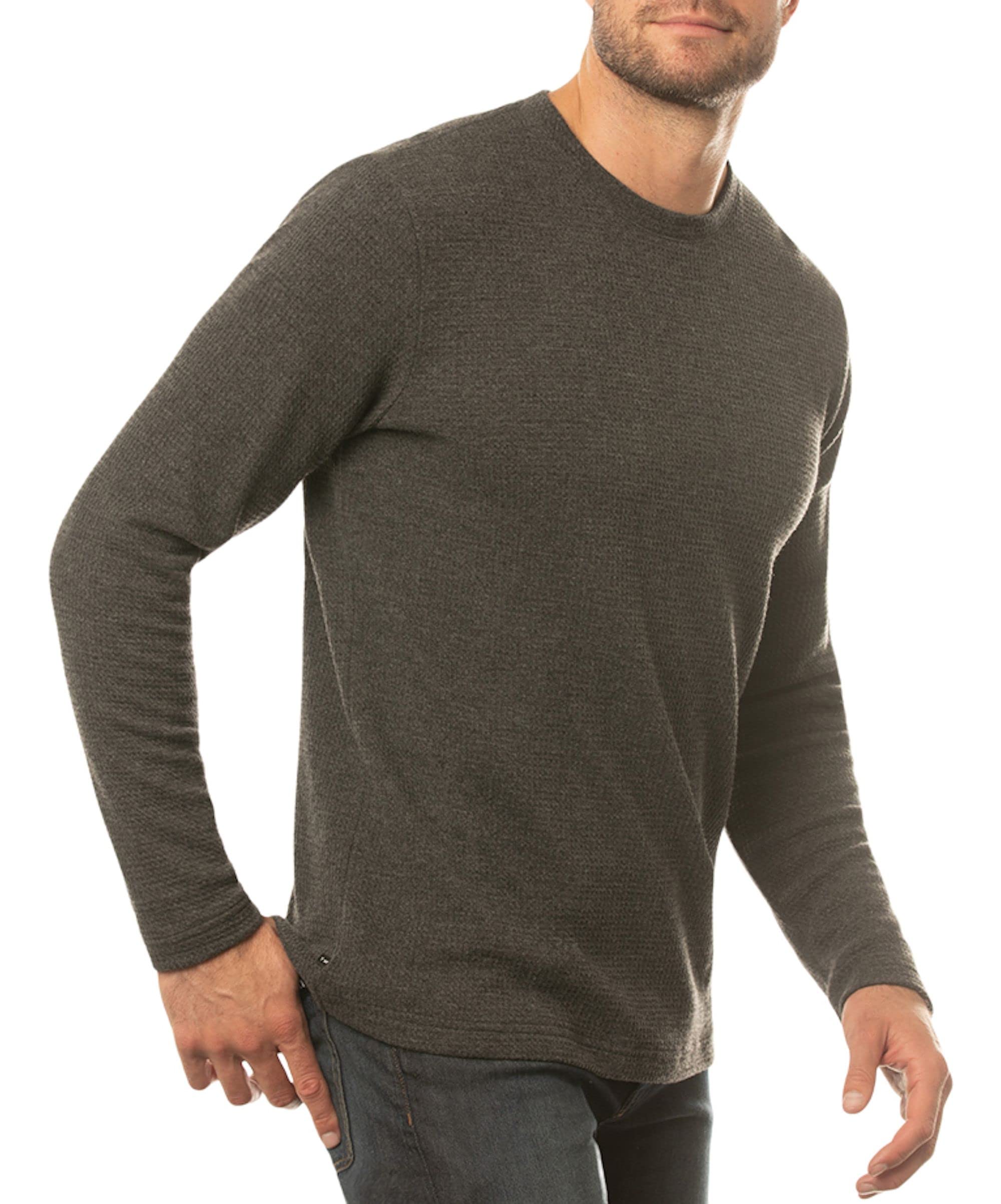 TravisMathew Cloud Waffle Crew Neck Sweatshirt - Charcoal Grey - Large Size | Men's Casual Pullover for Lounge, Gym & Everyday Wear