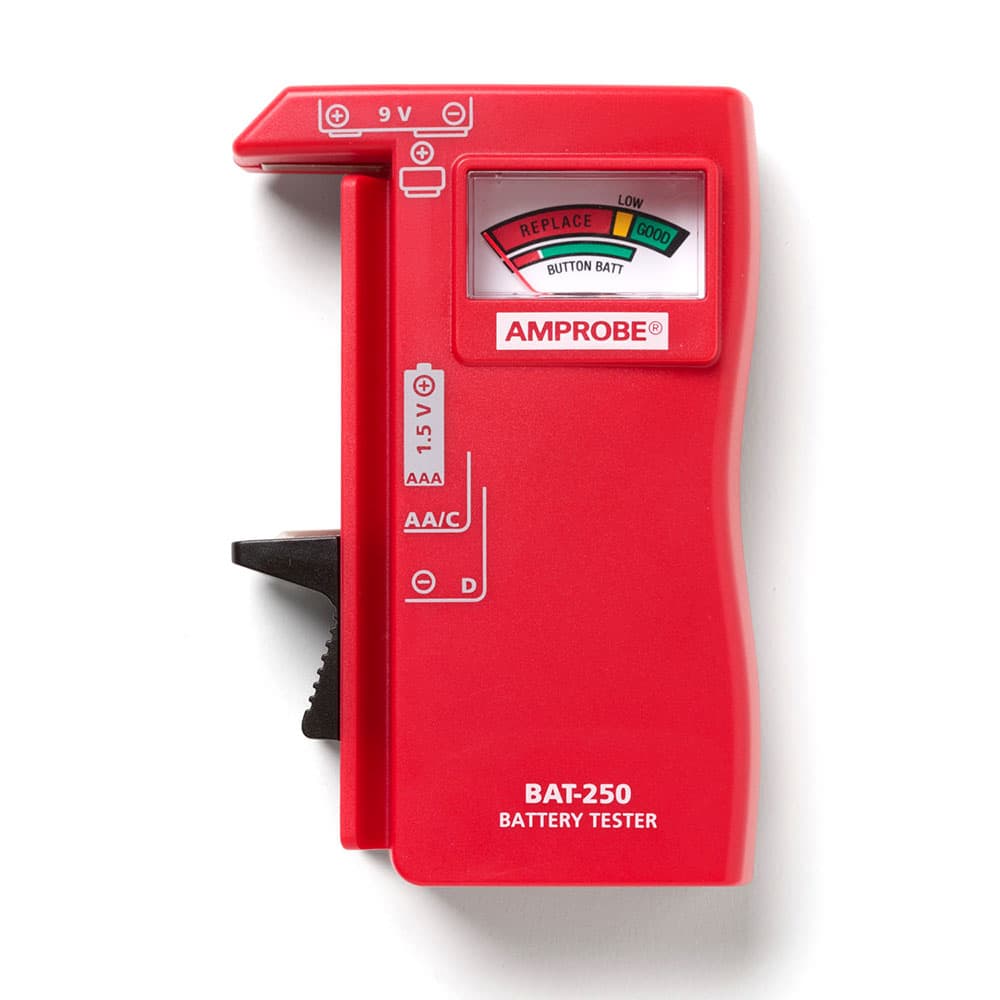 Amprobe BAT-250 Handheld Battery Capacity Tester with V-Shaped Side Cradle - Digital Battery Analyzer for AA AAA C D 9V Cells - Perfect for Home, Workshop & Industrial Battery Testing