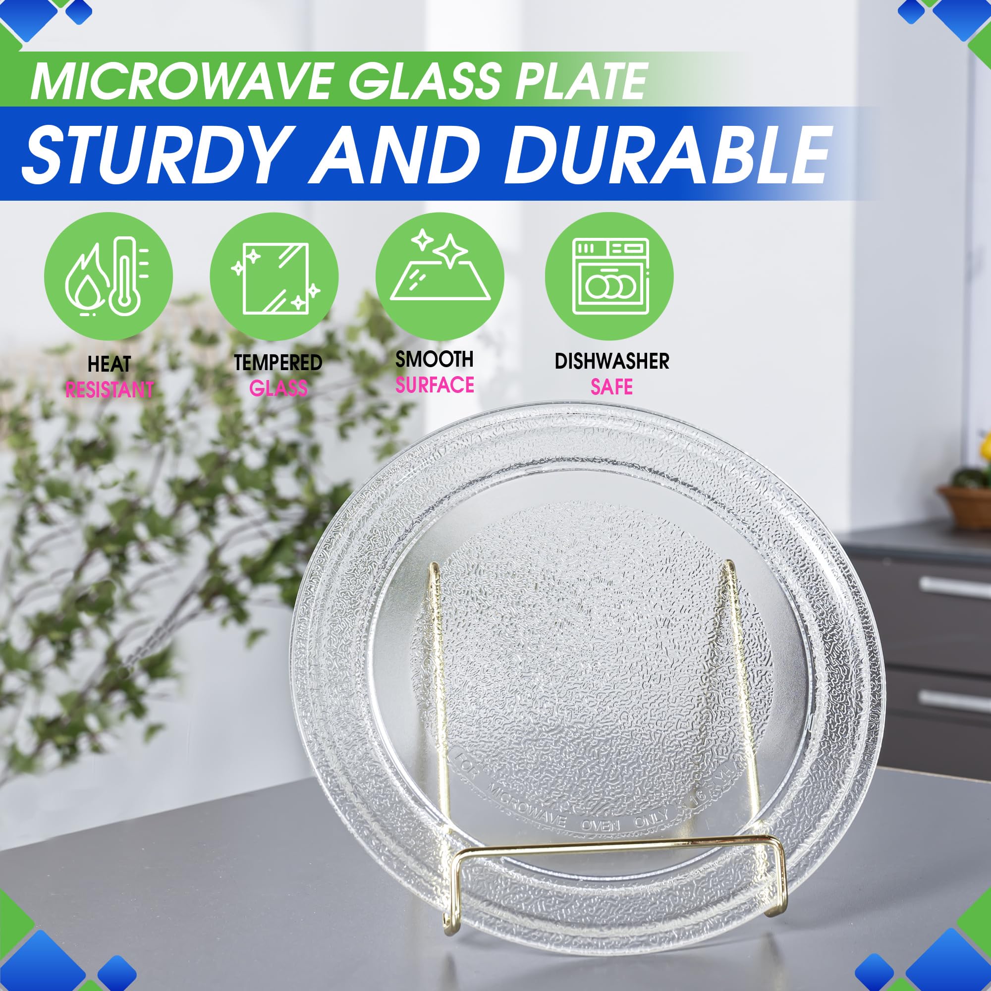 9.6 Inch Microwave Turntable Plate Replacement - Universal Glass Rotating Dish for LG & Other Small Microwave Ovens - Perfect for Even Reheating & Cooking - Ideal for Dorm Rooms, Offices & Small Kitchens