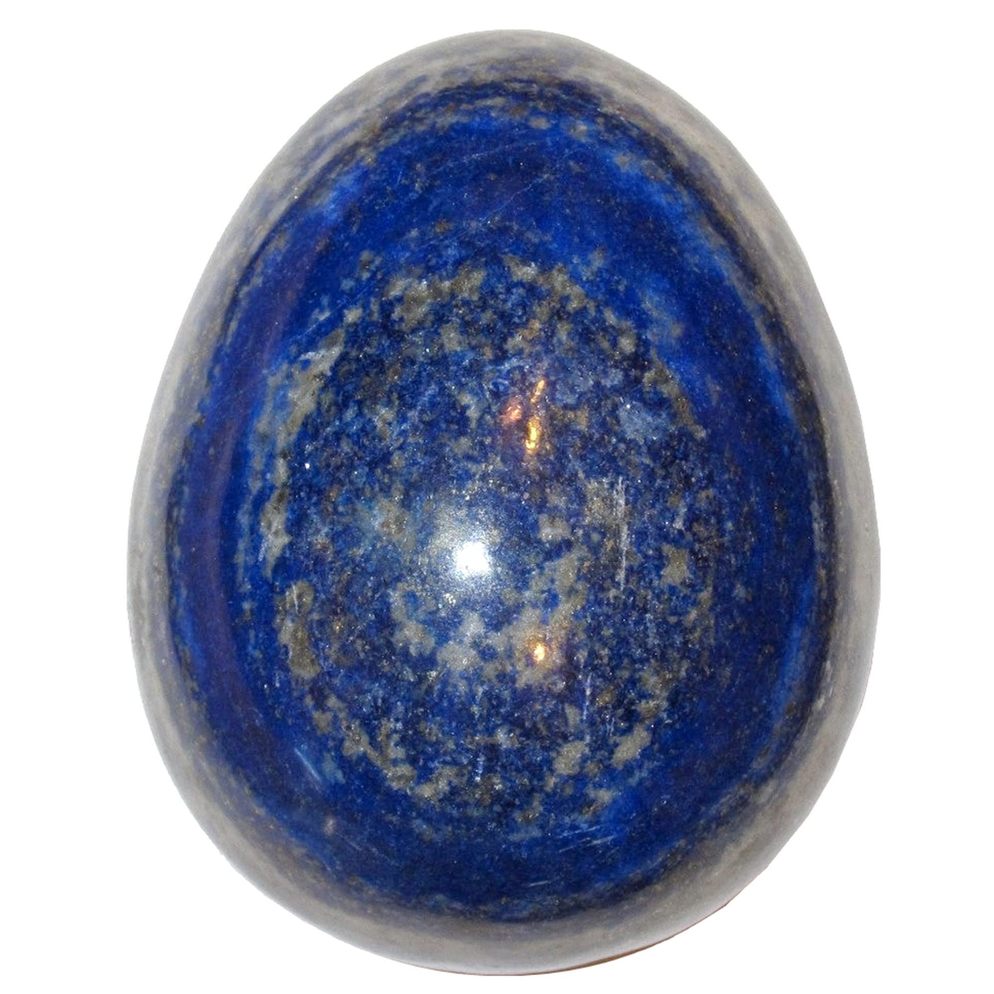 Natural Lapis Lazuli Egg Stone - 3.25-3.5 Inch Blue Afghan Crystal Meditation Tool for Stress Relief, Chakra Healing & Spiritual Growth | Perfect for Yoga, Reiki & Home Decor