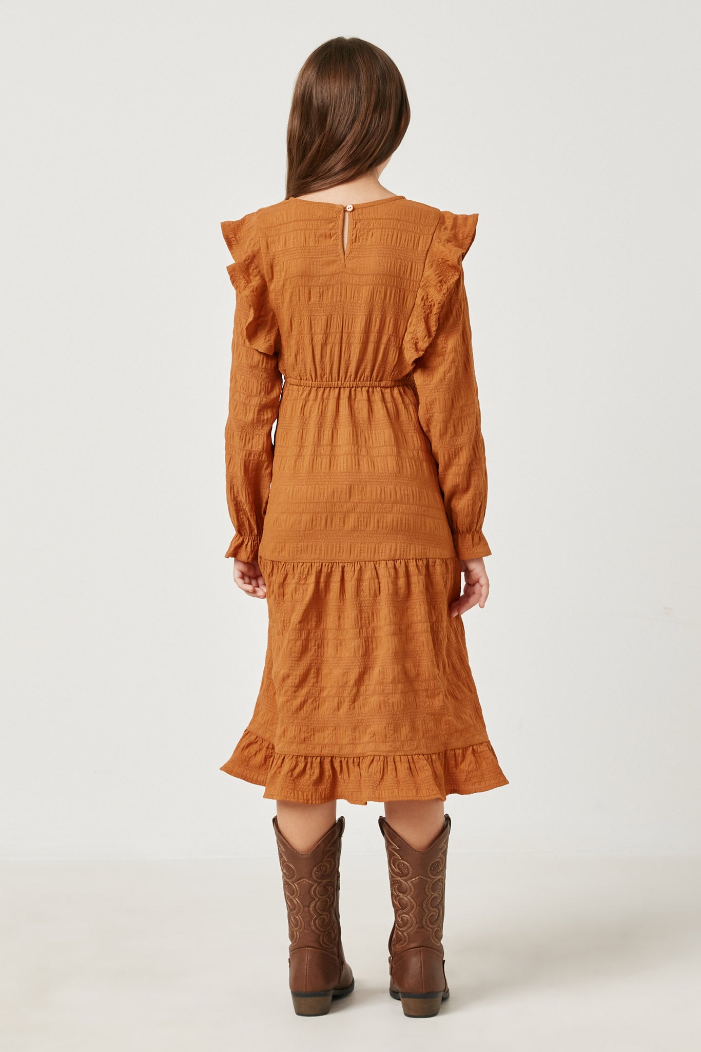 Textured Ruffled Tie Waist Flowy Dress for Women - Elegant Party, Wedding Guest & Summer Outfit