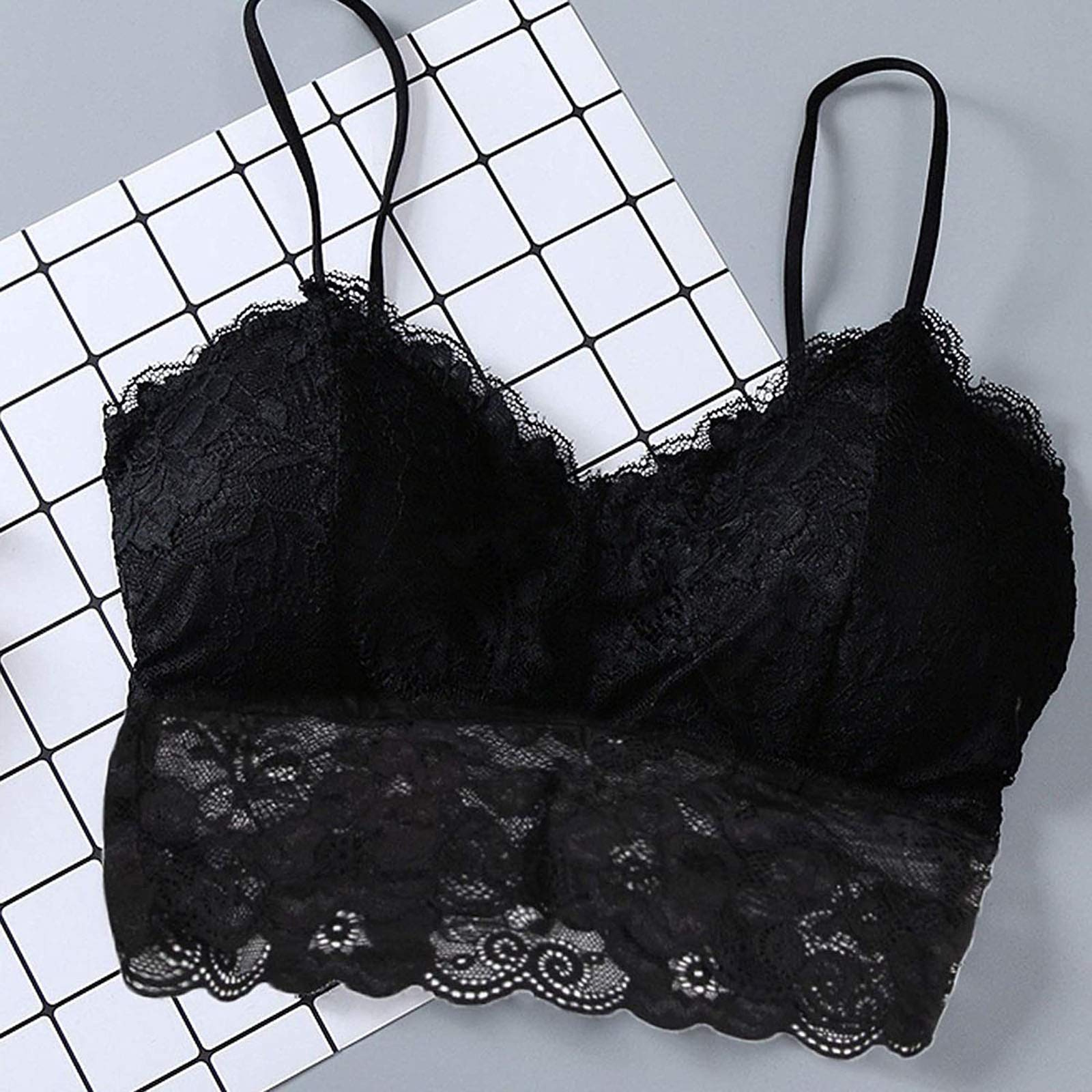 3Pc Women's Sexy Lace Criss Cross Bandeau Vest with Chest Pad - Comfortable Sports Underwear & Flannel Nightgown for Sleepwear, Lounge & Intimate Wear