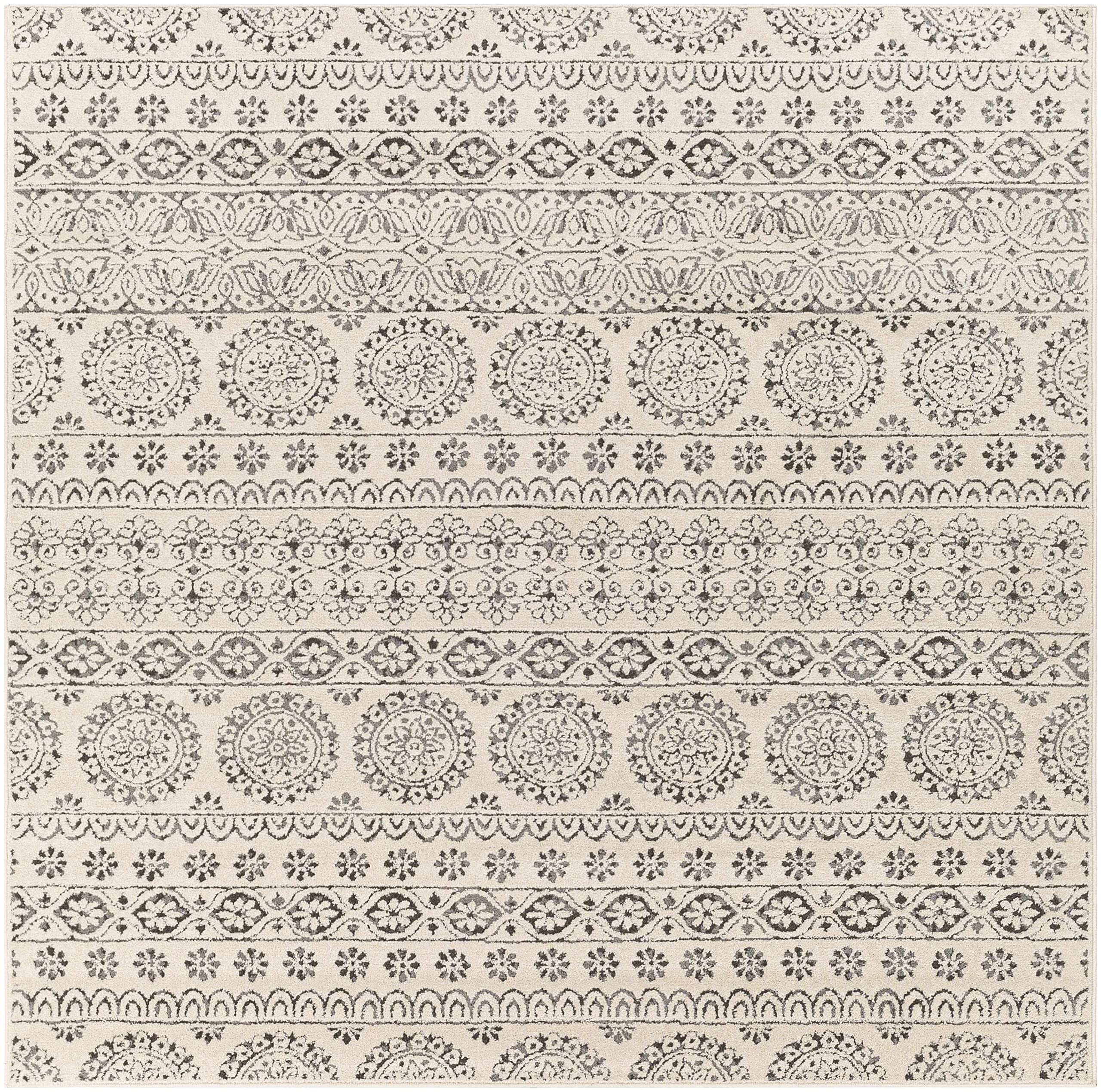 Hauteloom Warroad Traditional Peach and Charcoal Area Rug 2' x 2'11