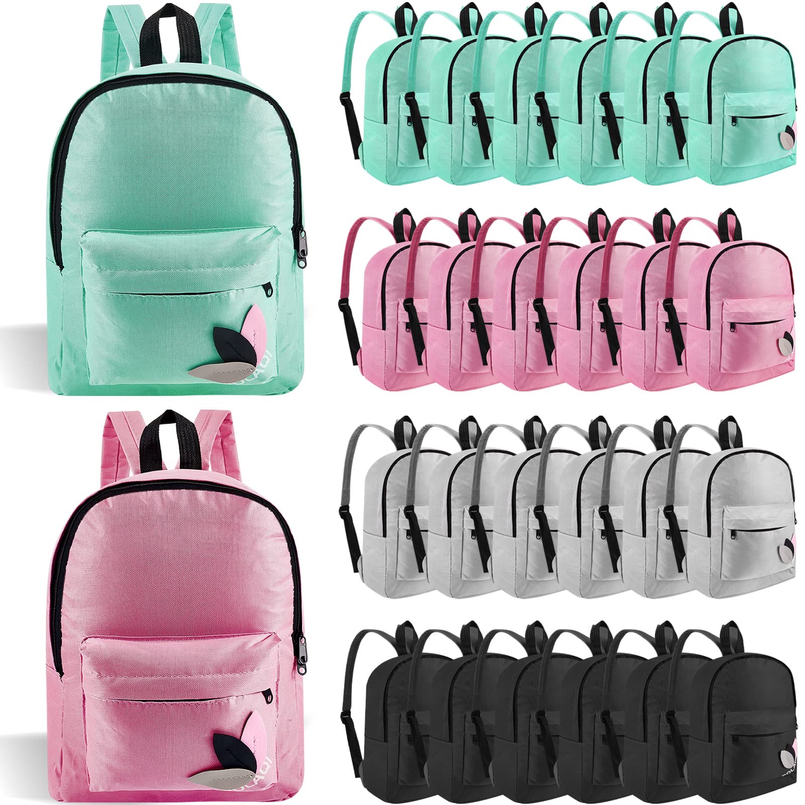 Amylove 24-Pack 14 Inch Classic Backpacks Bulk - Unisex School Bags for Boys & Girls, Assorted Bright Colors - Perfect for Laptop, School, Travel & Daypack Use