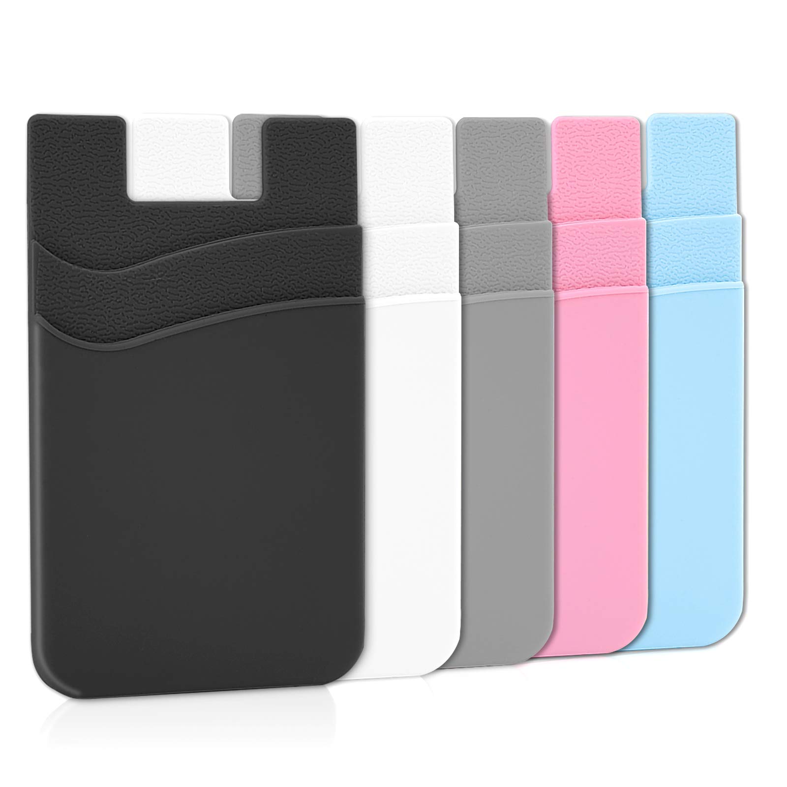 Senose Phone Wallet - Stick On Card Holder for iPhone, Android & Samsung Galaxy - 5 Pack | Slim Back of Phone Storage for Credit Cards & IDs | Perfect for Travel, Shopping & Everyday Use