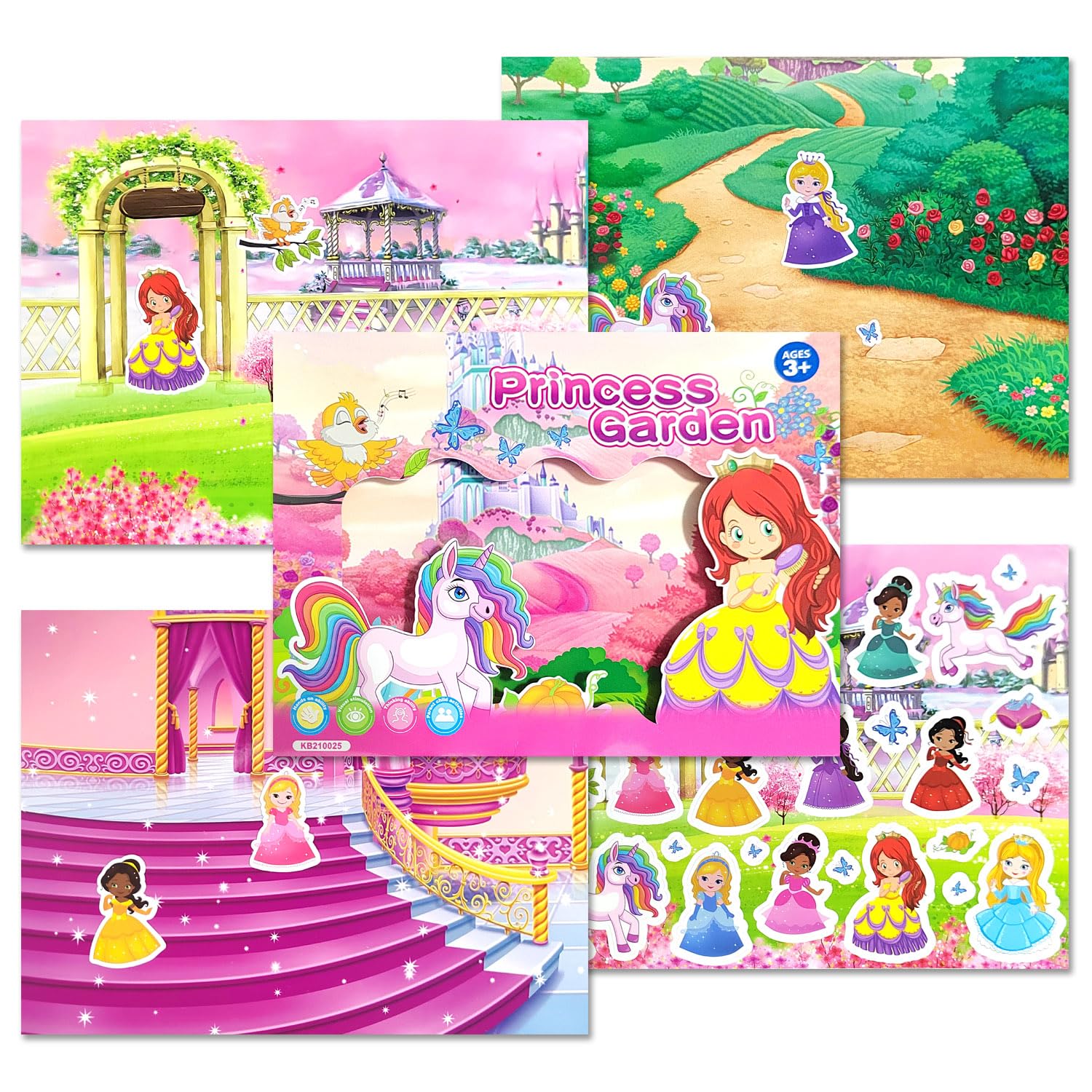 Reusable 3D Puffy Princess & Mermaid Stickers for Kids - 360+ Stickers with Activity Pad, 25 Sheets Dress-Up Fun | Perfect for Girls' Travel, Birthday Parties & Creative Play