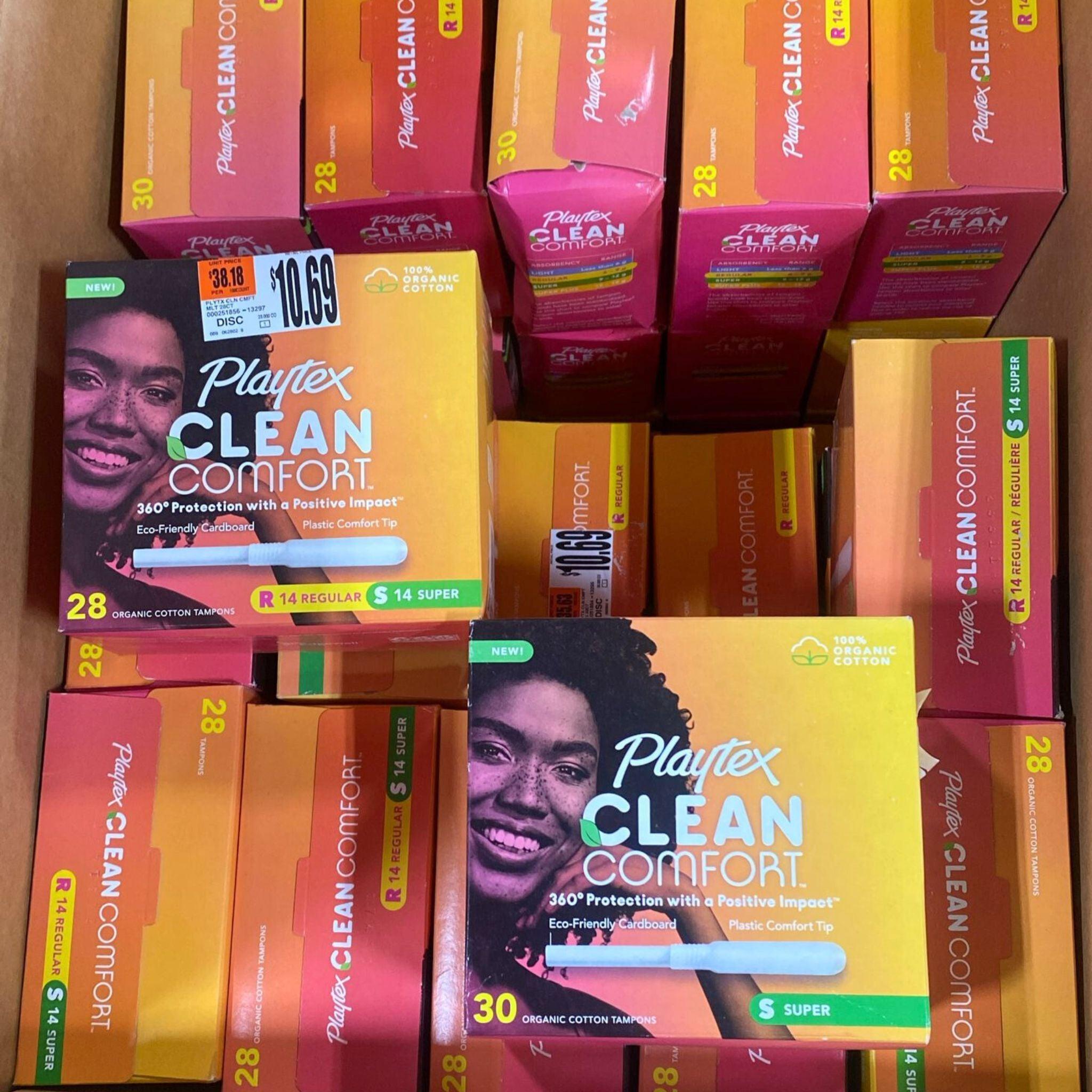 Playtex Clean Comfort 28 & 30 Tampons - 45 Count Pack with 360° Leak Protection for Women | Comfortable & Reliable Feminine Care for Active Lifestyles, Workouts & Daily Use
