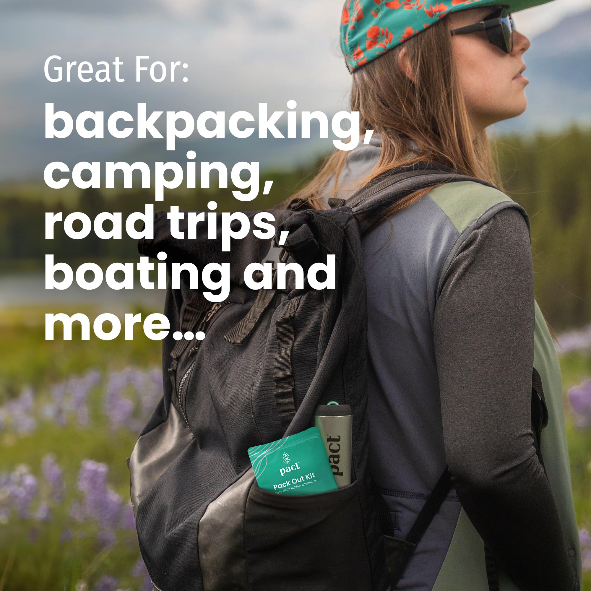 **PACT Pack Out Kit - Portable Camping Toilet Kit with Wet Wipes, Odor-Proof Disposal Bags, Hand Wipes & Waste Powder | Ideal for Camping, Hiking, Backpacking & Outdoor Adventures**