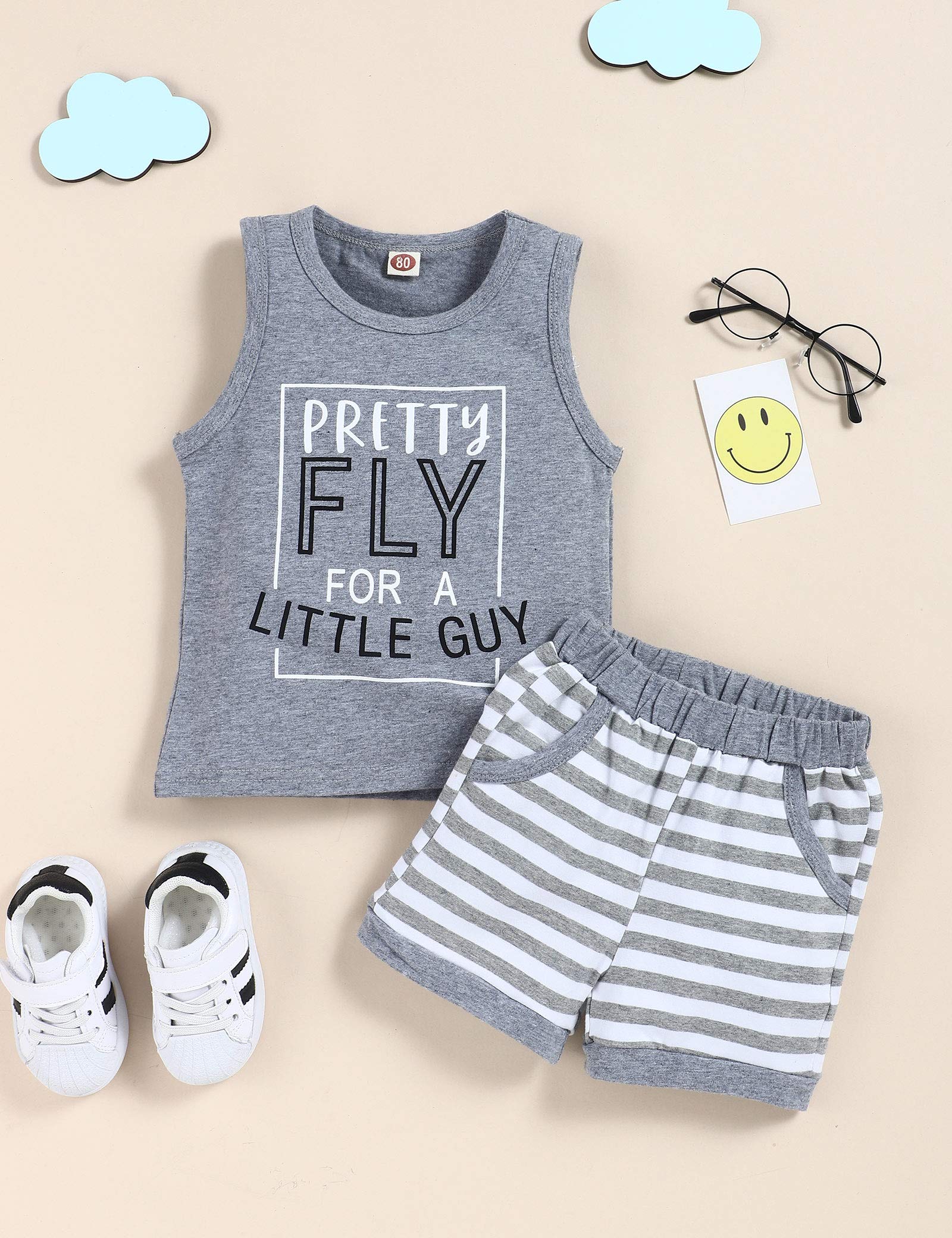 **Cute Toddler Boy Outfits - Sleeveless Top & Striped Shorts Set | Summer Baby Clothes for Boys | Playtime, Beach & Outdoor Adventures**