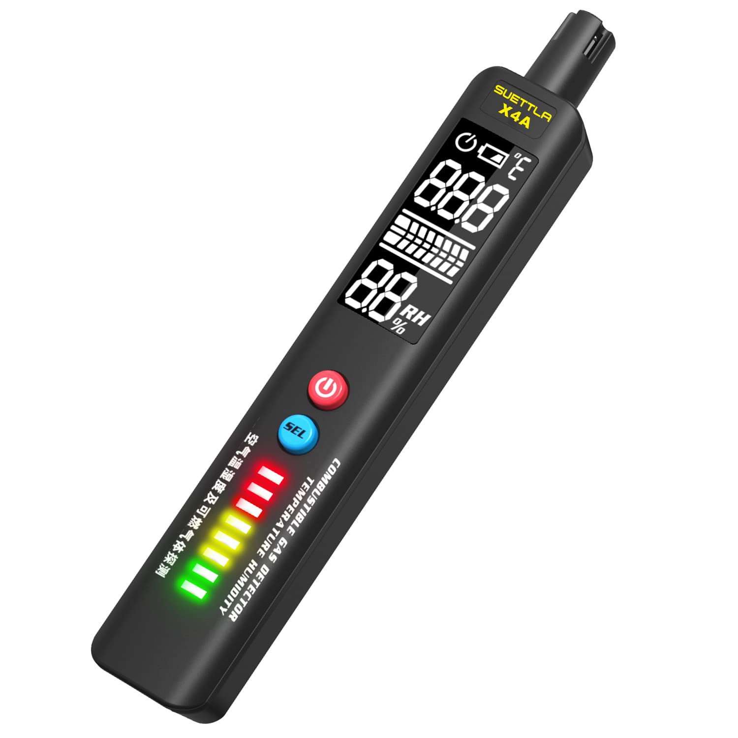 X4A Portable Natural Gas Leak Detector with Audible & Visual Alarm - 2-in-1 Handheld Gas Sniffer for Methane, Propane & Combustible Gas Detection - Built-in Temperature & Humidity Sensor - Ideal for Home Safety, HVAC Inspection & Industrial Use