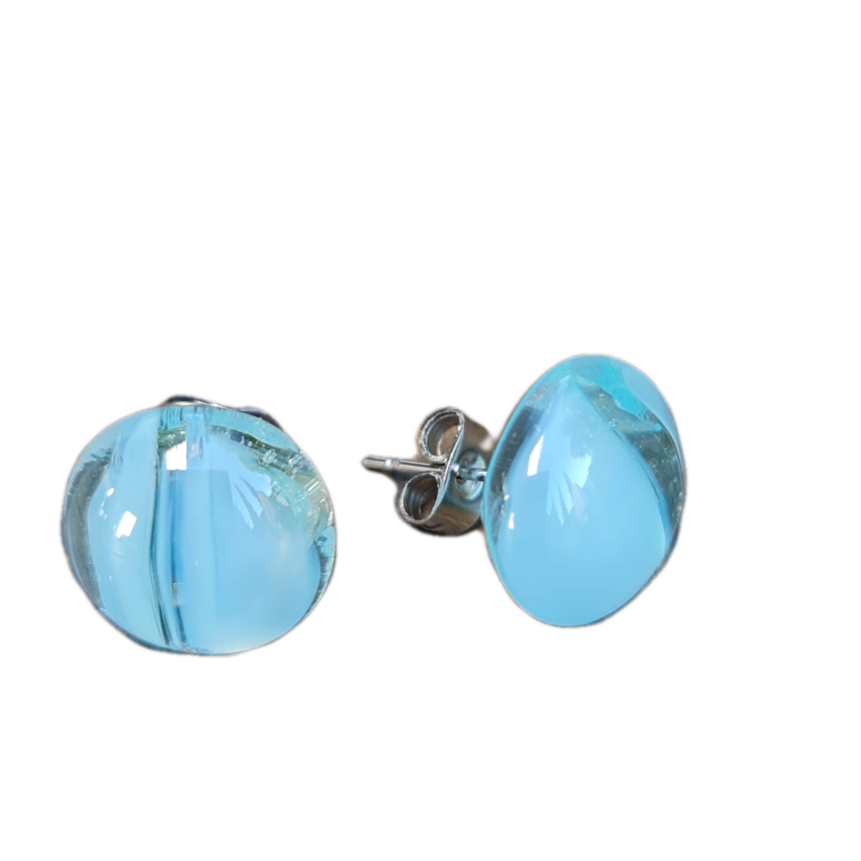 Handmade Blue Glass Stud Earrings for Women – Elegant Boho Jewelry for Everyday Wear & Special Occasions