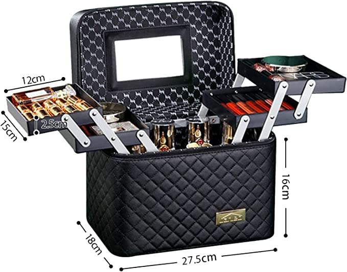 xixi-home Large Waterproof Makeup Bag for Women Travel - Portable Pu Leather Cosmetic Organizer with Mirror & Multilayer Clapboard - Rose Vanity Case for Toiletries, Cosmetics | Perfect for Travel, Gym & Daily Use