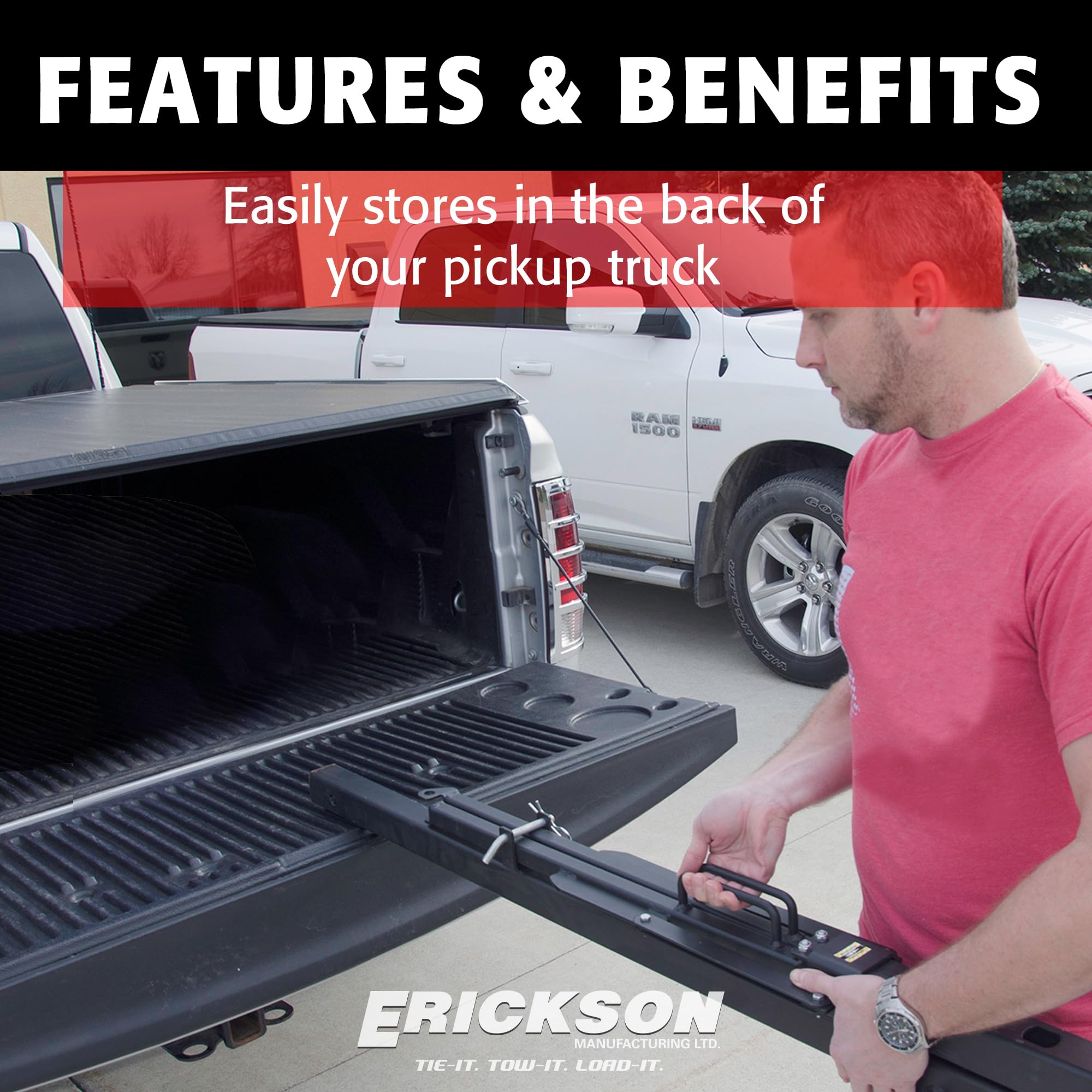 Erickson 07600 Heavy Duty Pick-Up Truck Bed Extender - 400 lb Capacity for Big Bed Senior Models | Perfect for Hauling Lumber, ATVs & Camping Gear