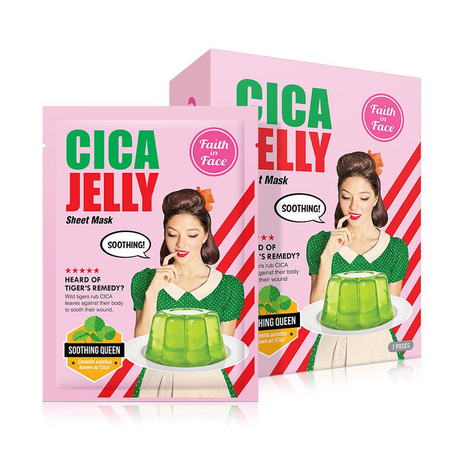 FAITHINFACE Cica Jelly Sheet Mask 7-Pack - Soothing & Hydrating Korean Face Mask for Acne-Prone Skin | Perfect for Post-Workout Recovery & Nighttime Skincare Routine