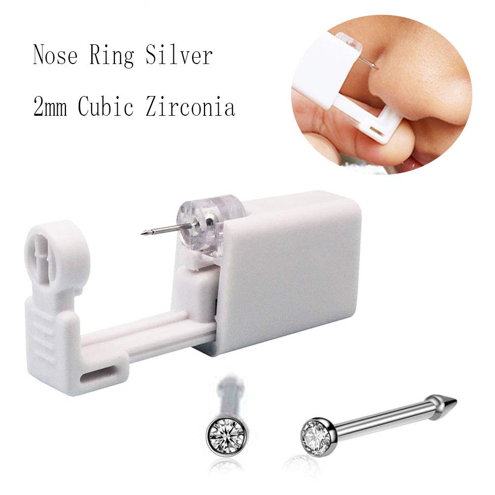 Professional Nose Piercing Kit - Safe & Easy Self Piercing Gun Tool with Sterile Needles for Home or Salon Use (White) | Perfect for DIY Nose Piercing, First-Time Users, and Professional Body Jewelry Applications