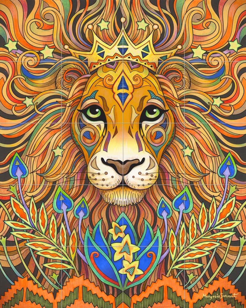 Premium Ceramic Backsplash Tile Mural - Majestic Lion Wildlife Design for Kitchen & Bathroom Decor - Durable & Easy to Clean - Perfect for Home Renovation & Interior Design Projects