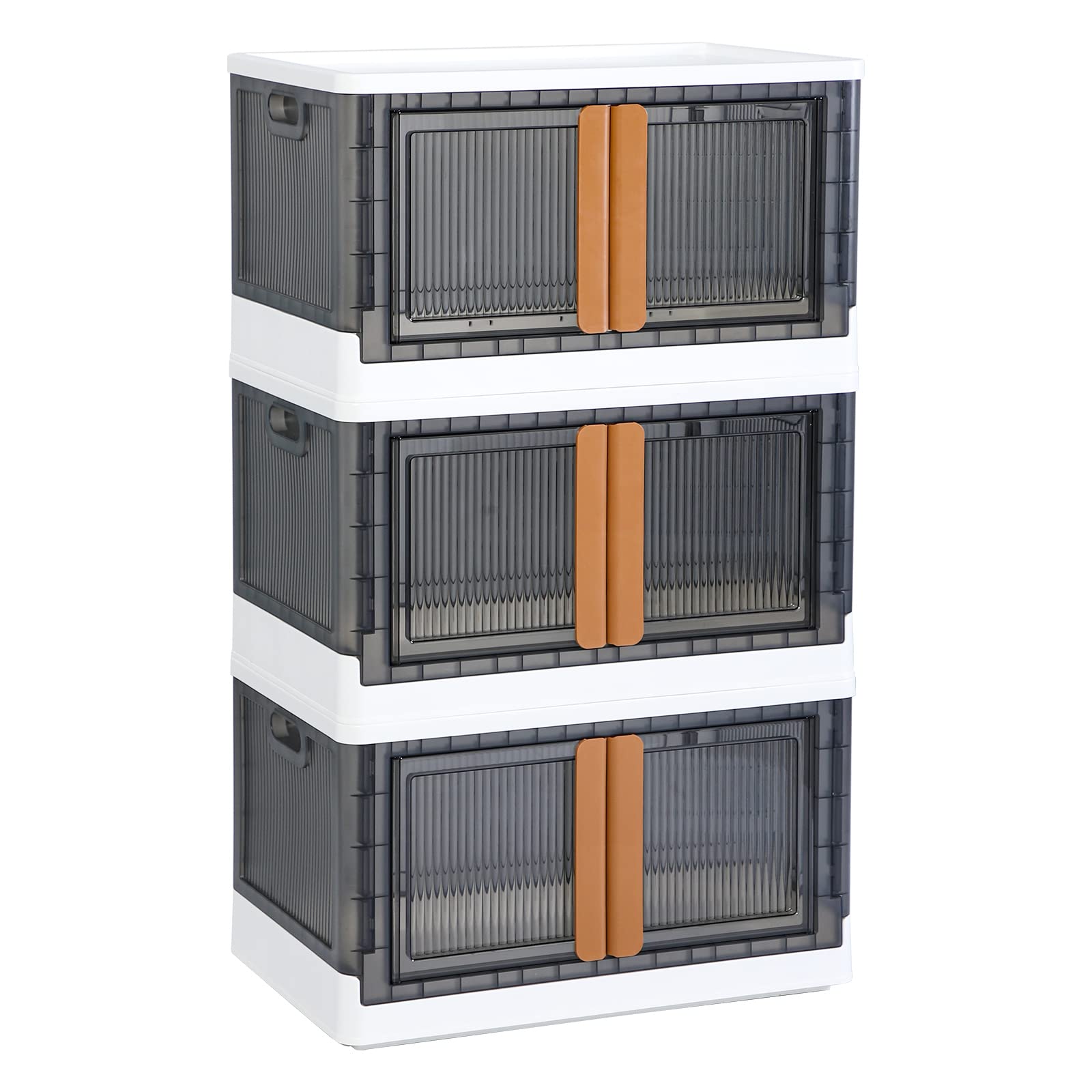 HAIXIN Collapsible Storage Bins with Lids - 19 Gallon Stackable Plastic Storage Containers for Closet, Wardrobe, Toy & Book Organization (3 Pack) - Perfect for Home, Office, Kids Room & Garage Storage Solutions