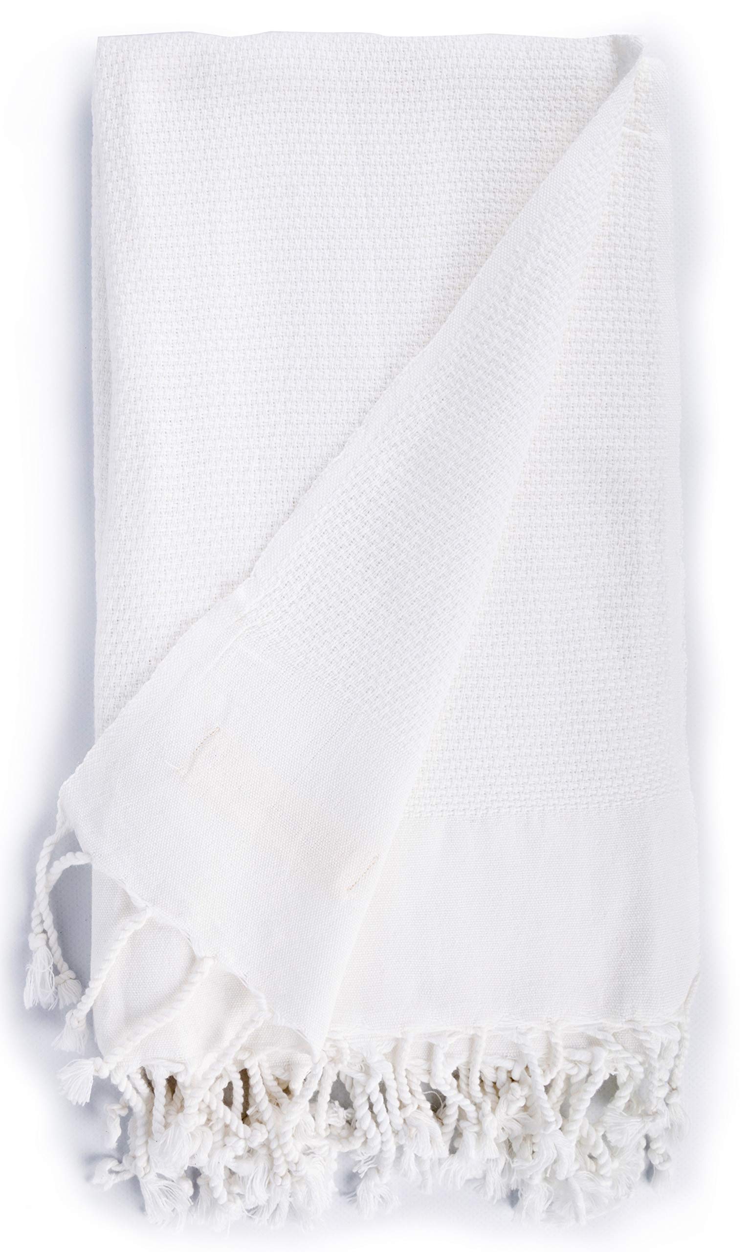 Bersuse 100% Cotton Premium Turkish Towel - Soft, Absorbent, Quick-Dry Peshtemal for Bath, Beach, Spa & Travel - 37x70 Inches, White (Set of 6) | Luxury Towels for Pool, Yoga, Gym & Vacation