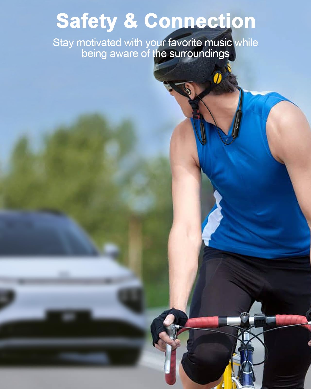 NANAMI Open Ear Wireless Bluetooth Headphones - 15H Playtime, Stereo Sound, IPX5 Waterproof Sports Earbuds with Earhooks - Perfect for Running, Workout, Gym & Outdoor Activities