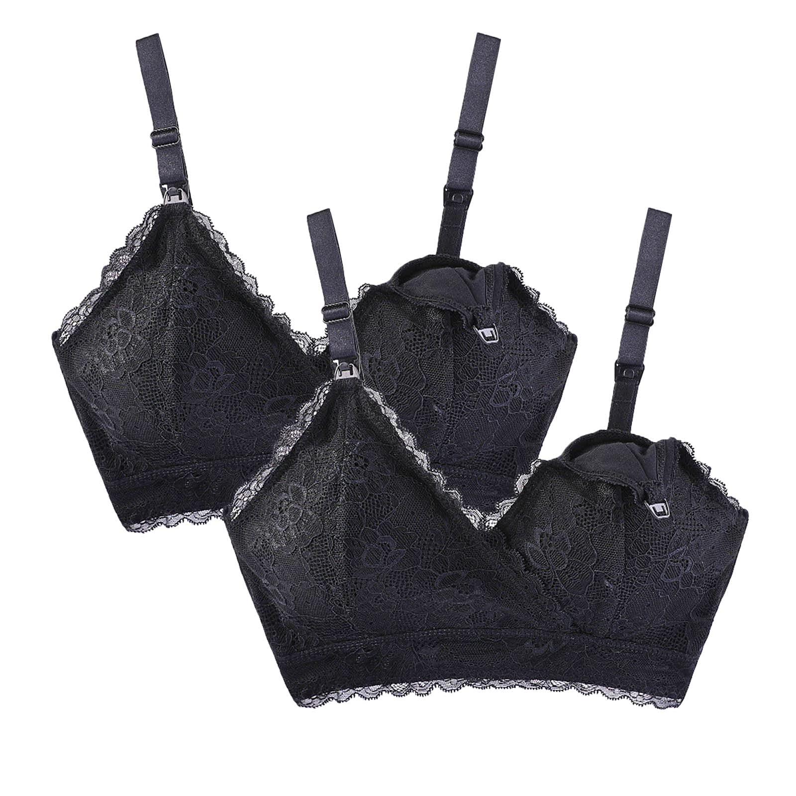 2PC Women's Sexy Lace Nursing Bra for Breastfeeding & Pregnancy - Comfortable No Underwire Maternity Underwear, Fishnet Lingerie for New Moms - Perfect for Daily Wear, Nighttime Nursing & Intimate Moments