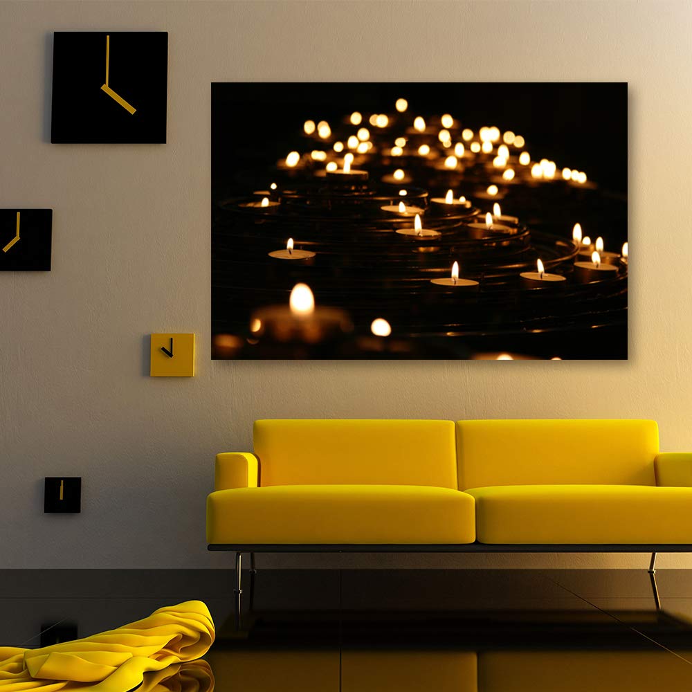 IDEA4WALL Christmas Candles Canvas Wall Art - 16x24 Inch Framed Home Decor Painting for Holiday Celebration | Perfect for Living Room, Bedroom & Christmas Party Decorations