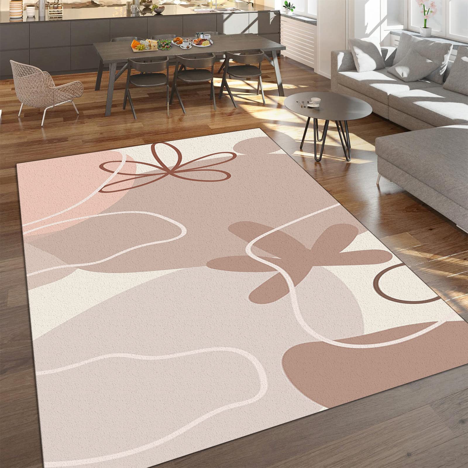 Modern Floral Area Rugs 4x5ft - Non-Slip Indoor Rugs with Breathable Backing for Living Room, Bedroom & Study | Durable Floor Protection & Stylish Home Decor