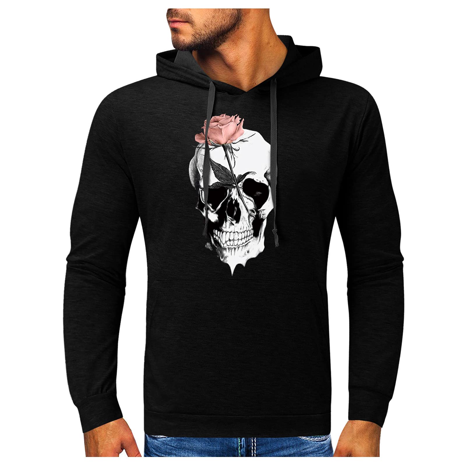Men's Lightweight Zip-Up Hoodie - Halloween, Vacation & Streetwear Casual Pullover Sweatshirt | Long Sleeve Comfort for Outdoor Activities & Daily Wear