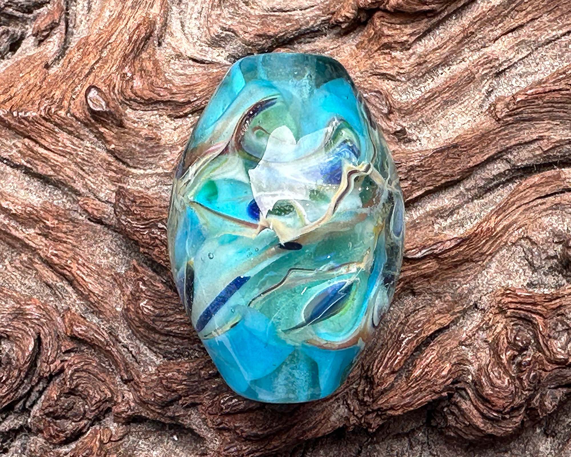 Handmade Aqua Blue Lagoon Glass Lampwork Focal Bead - SRA Certified for Jewelry Making, DIY Crafts & Home Decor - Perfect for Necklaces, Bracelets, and Boho Style Decorations