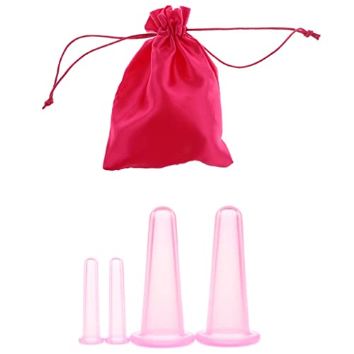 GAH 4-Piece Silicone Anti-Cellulite Massage Cupping Set for Body & Face - Pink | Vacuum Therapy for Skin Tightening, Pain Relief & Relaxation | Perfect for Home Spa, Post-Workout Recovery & Self-Care Routine