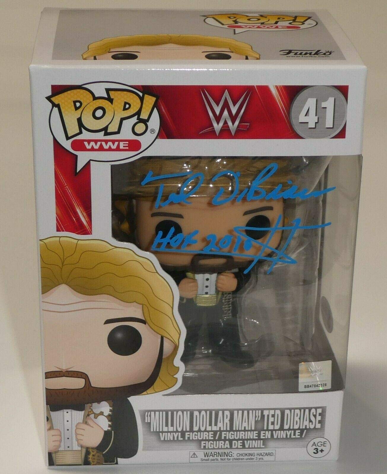 Topps Ted DiBiase Signed WWE Funko Pop Vinyl Action Figure - Autographed Million Dollar Man Wrestling Collectible - Perfect for WWE Fans, Collectors & Sports Memorabilia Displays